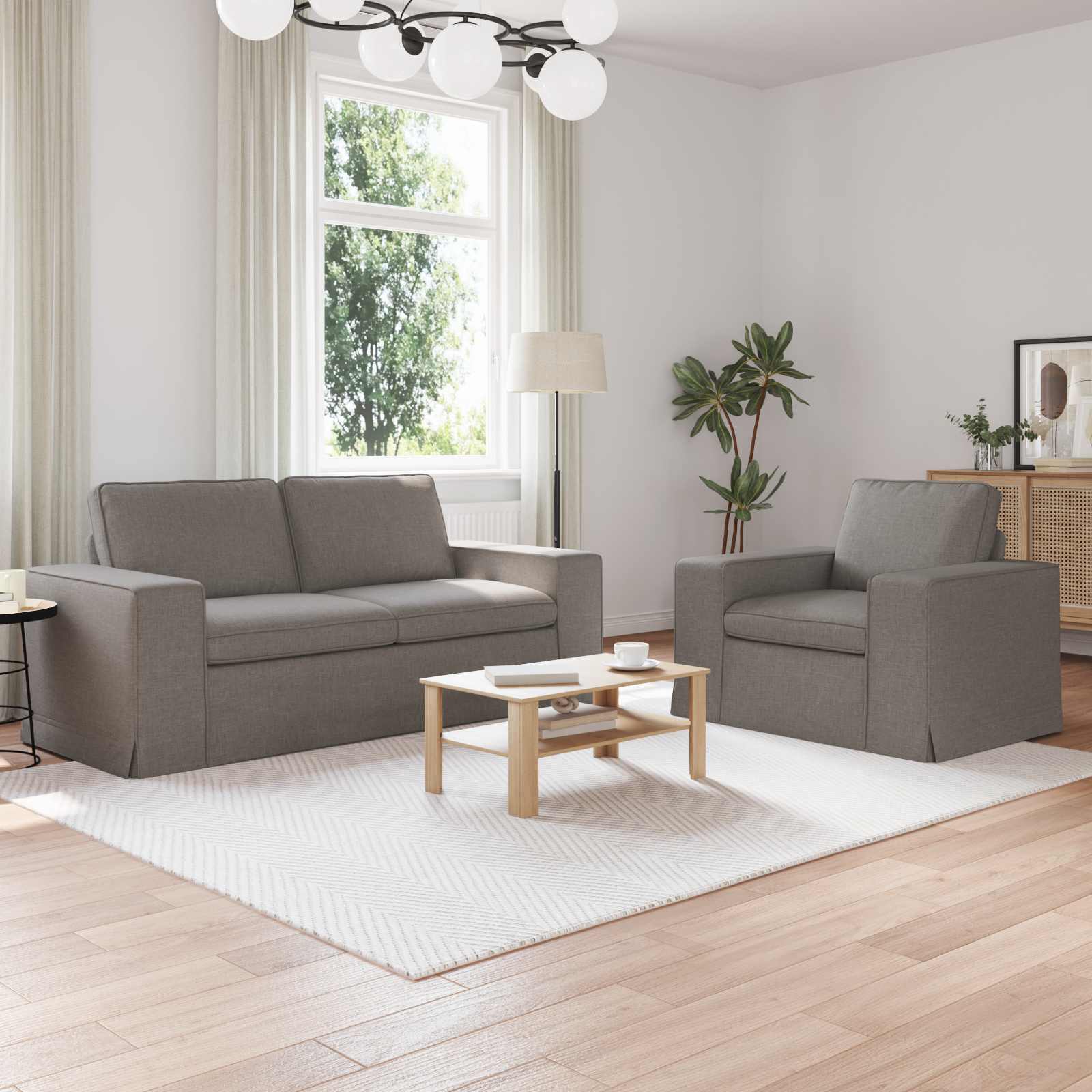 Sofa Set 2 stk. Taupe Stoff