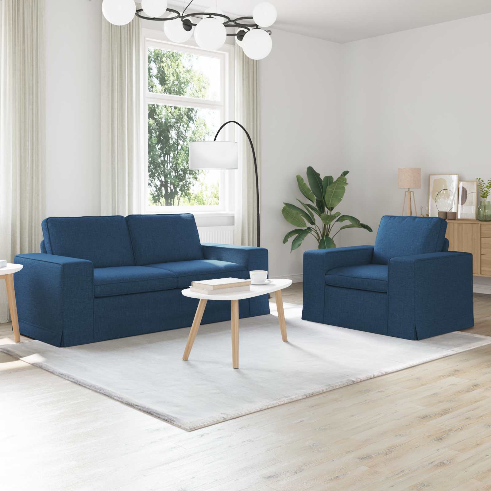 Sofa Set 2 stk. Blau Stoff
