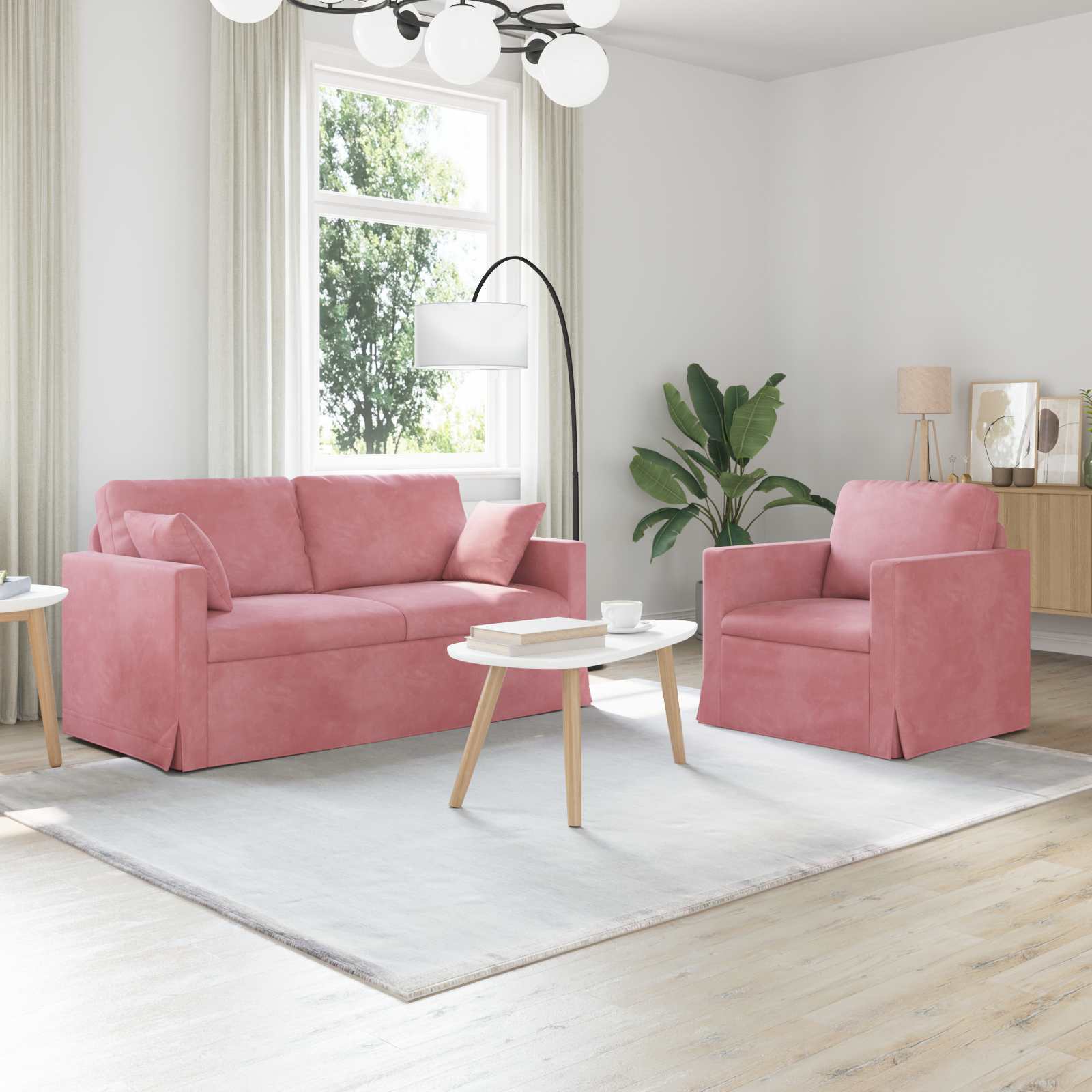 Sofa Set 2 stk. Rosa Samt