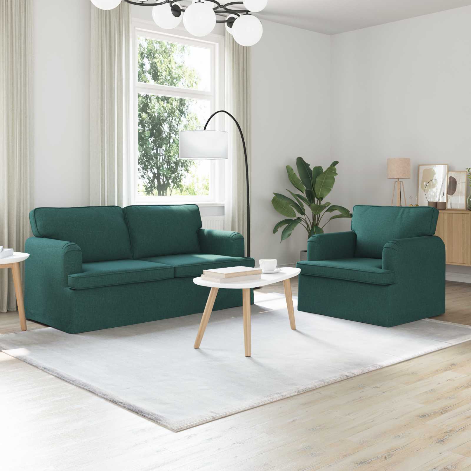 Sofa Set 2 stk. Dunkelgrün Stoff