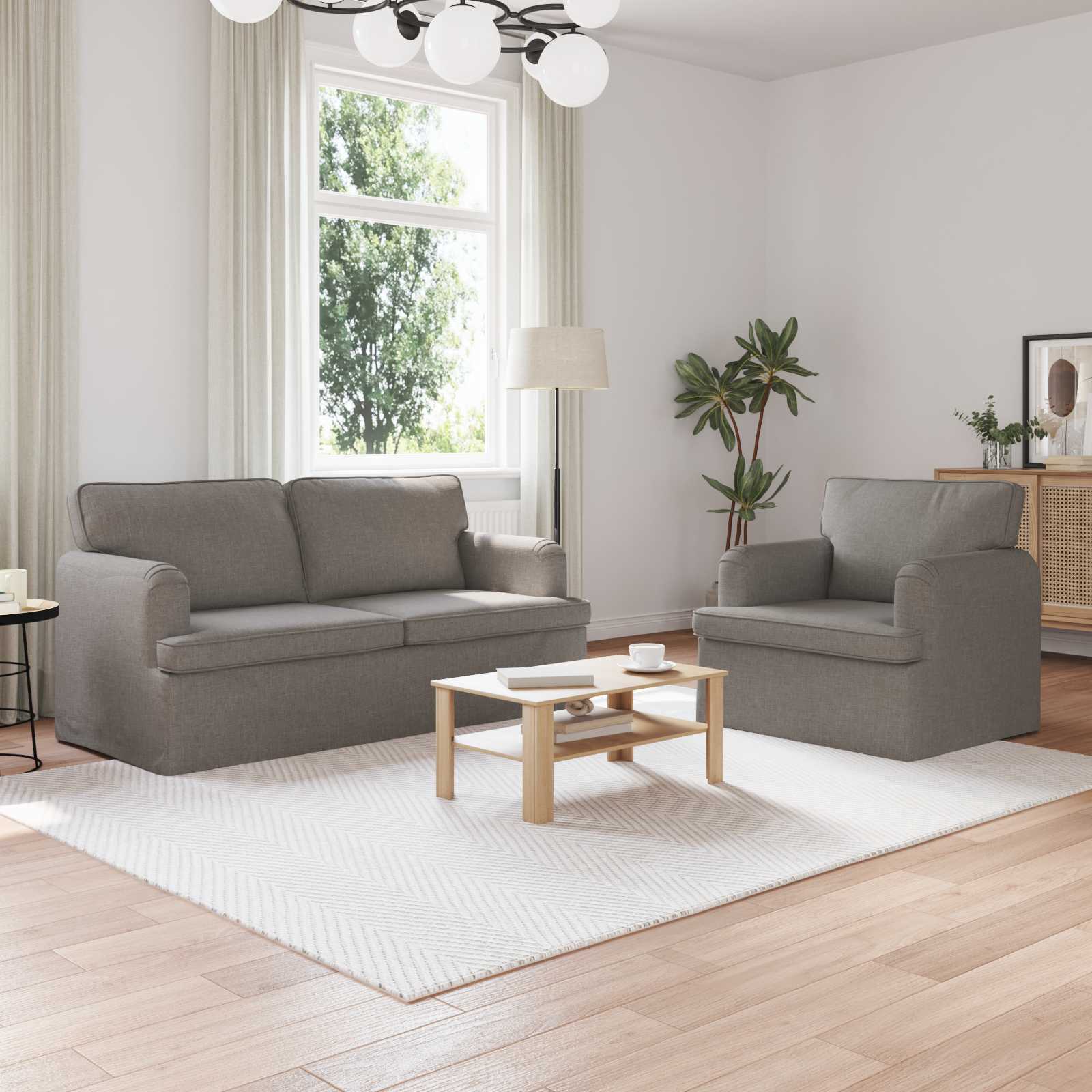 Sofa Set 2 stk. Taupe Stoff