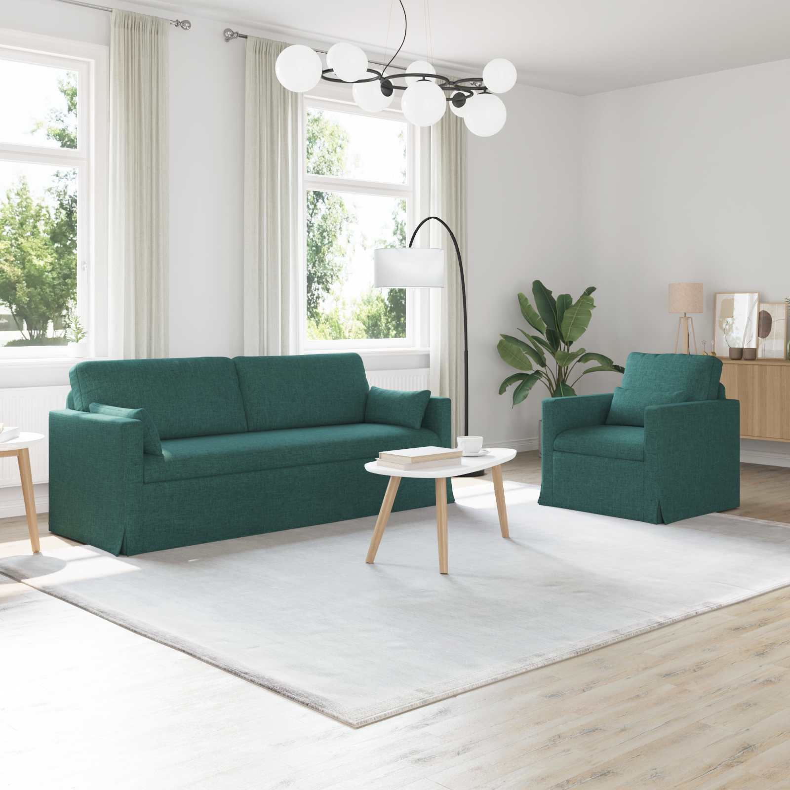 Sofa Set 2 stk. Dunkelgrün Stoff