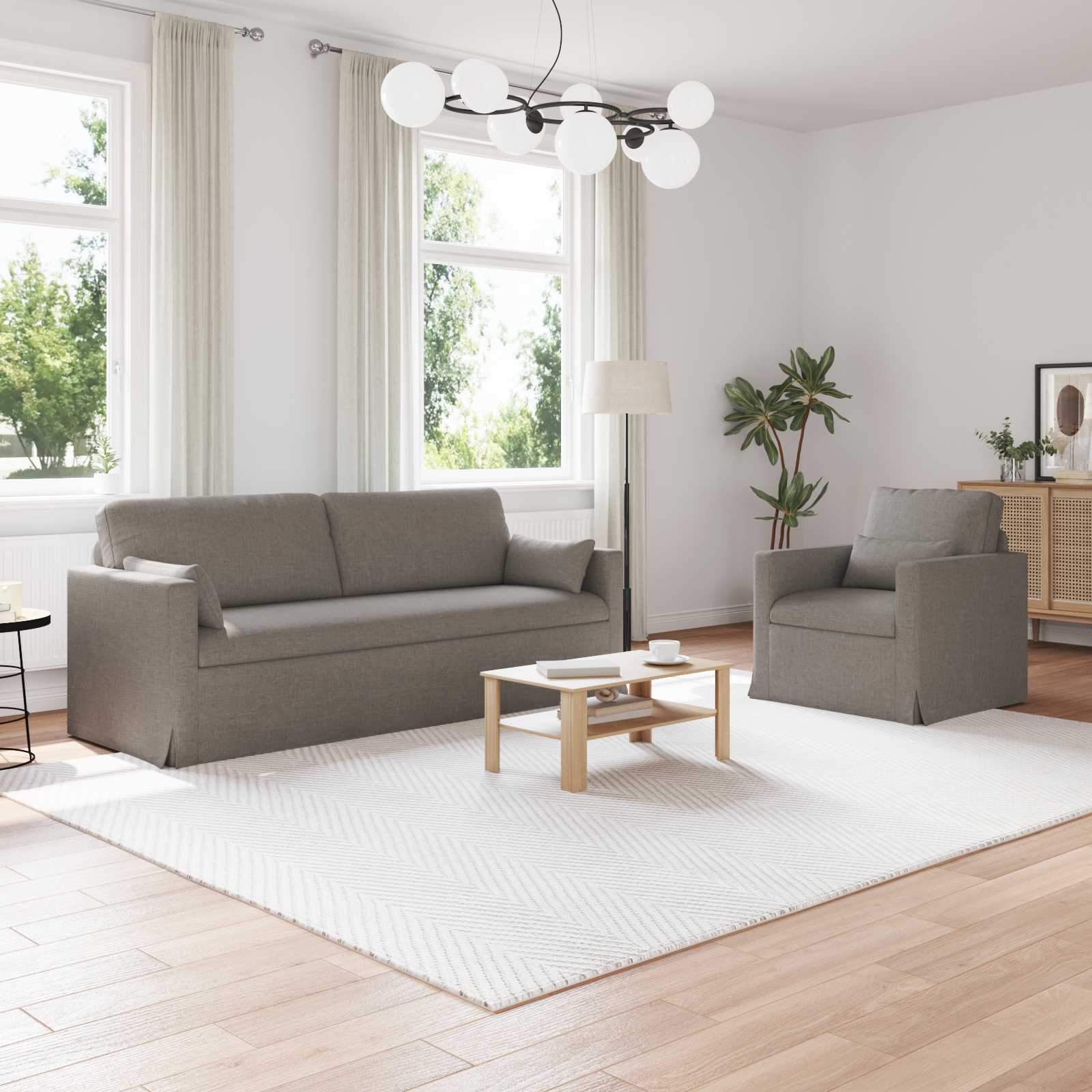 Sofa Set 2 stk. Taupe Stoff