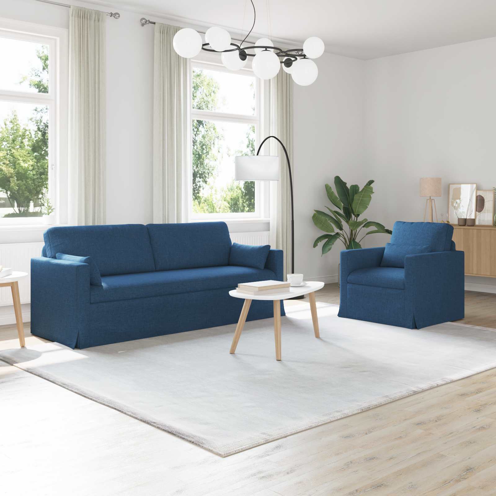 Sofa Set 2 stk. Blau Stoff