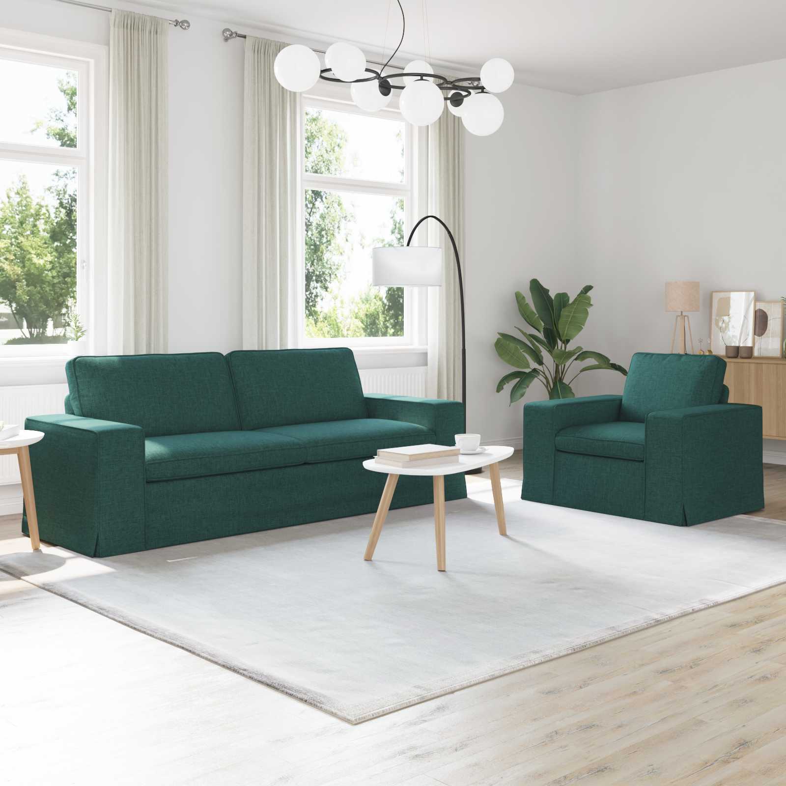 Sofa Set 2 stk. Dunkelgrün Stoff