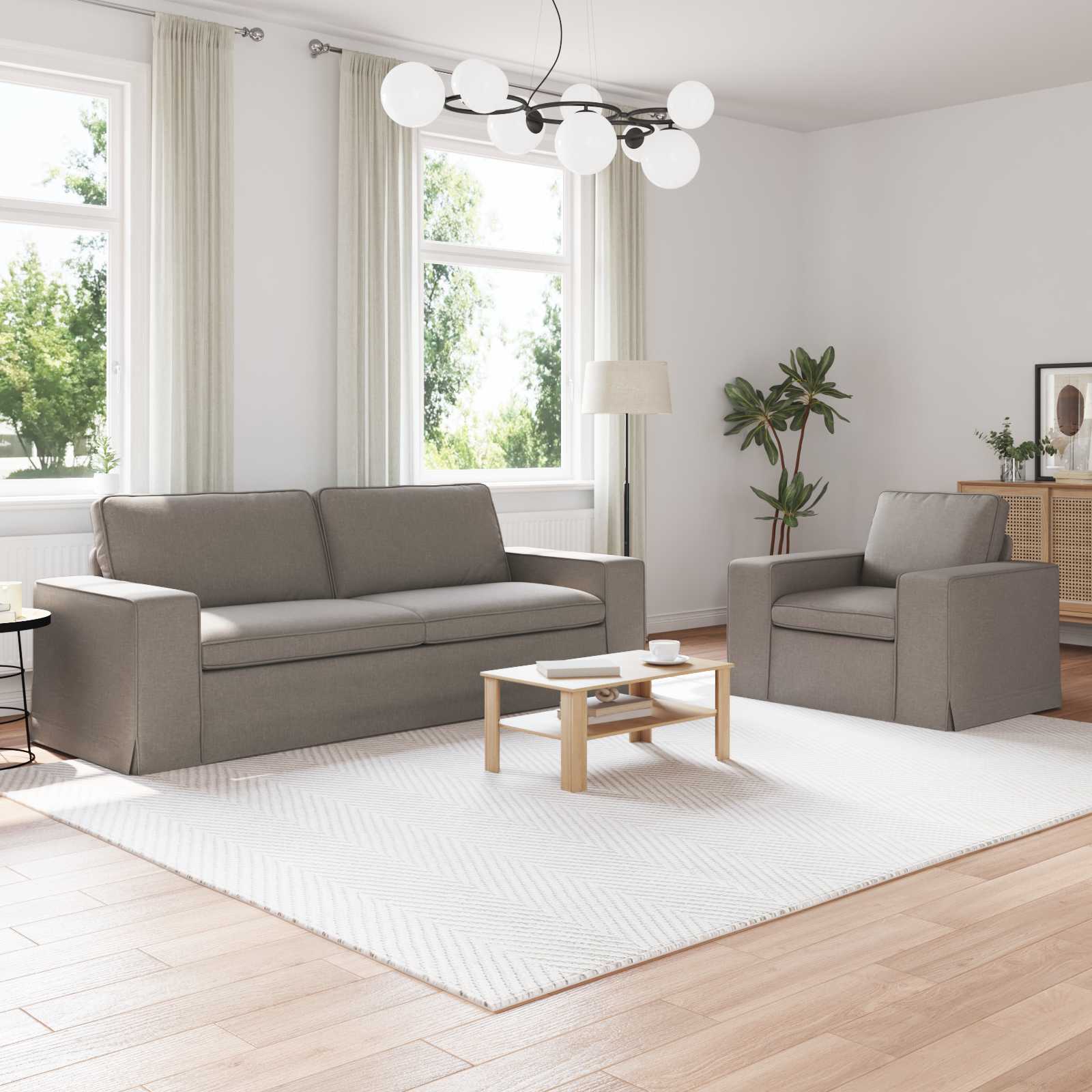 Sofa Set 2 stk. Taupe Stoff