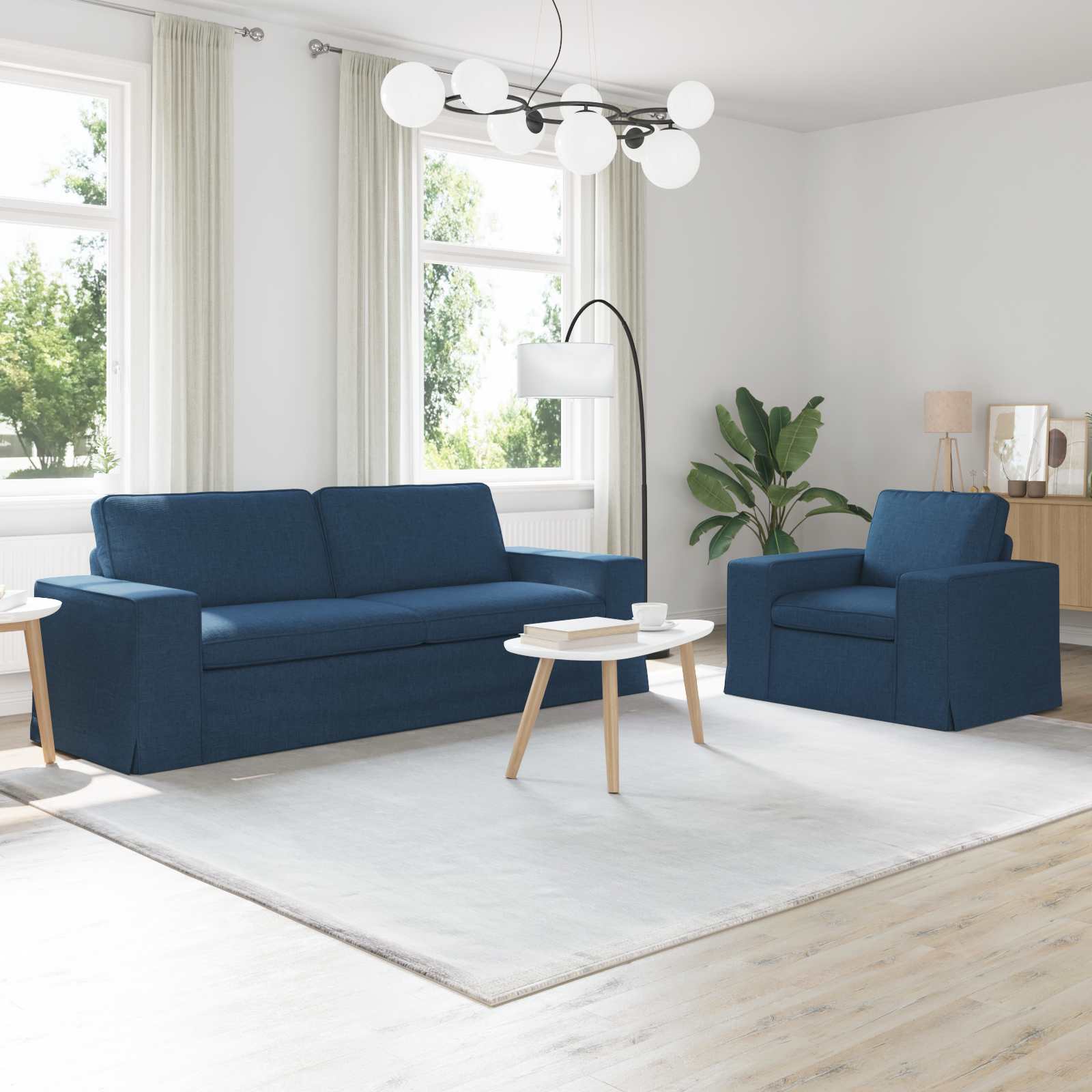 Sofa Set 2 stk. Blau Stoff