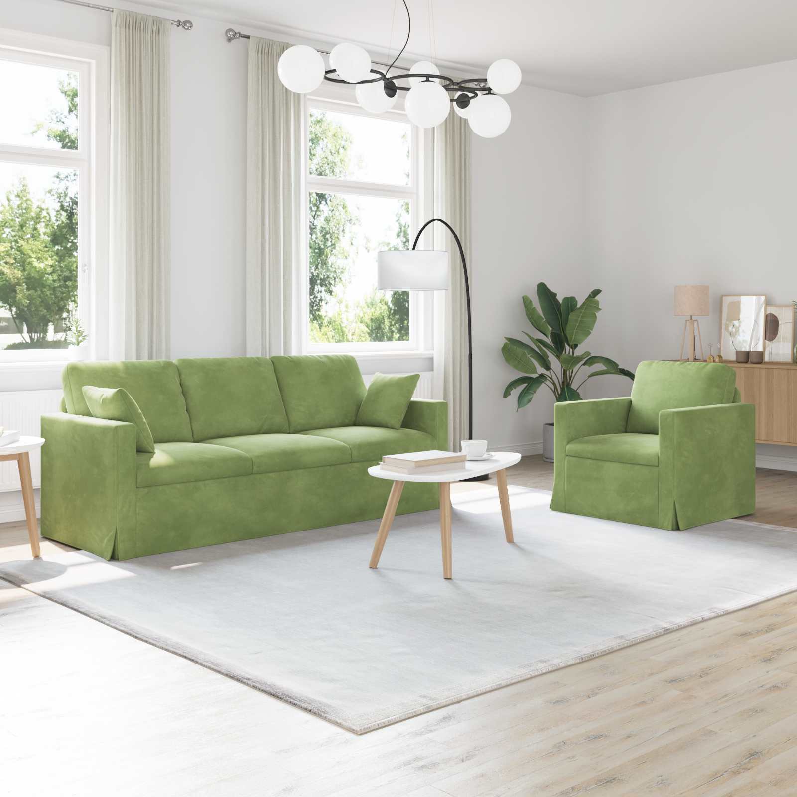 Sofa Set 2 stk. Hellgrün Samt