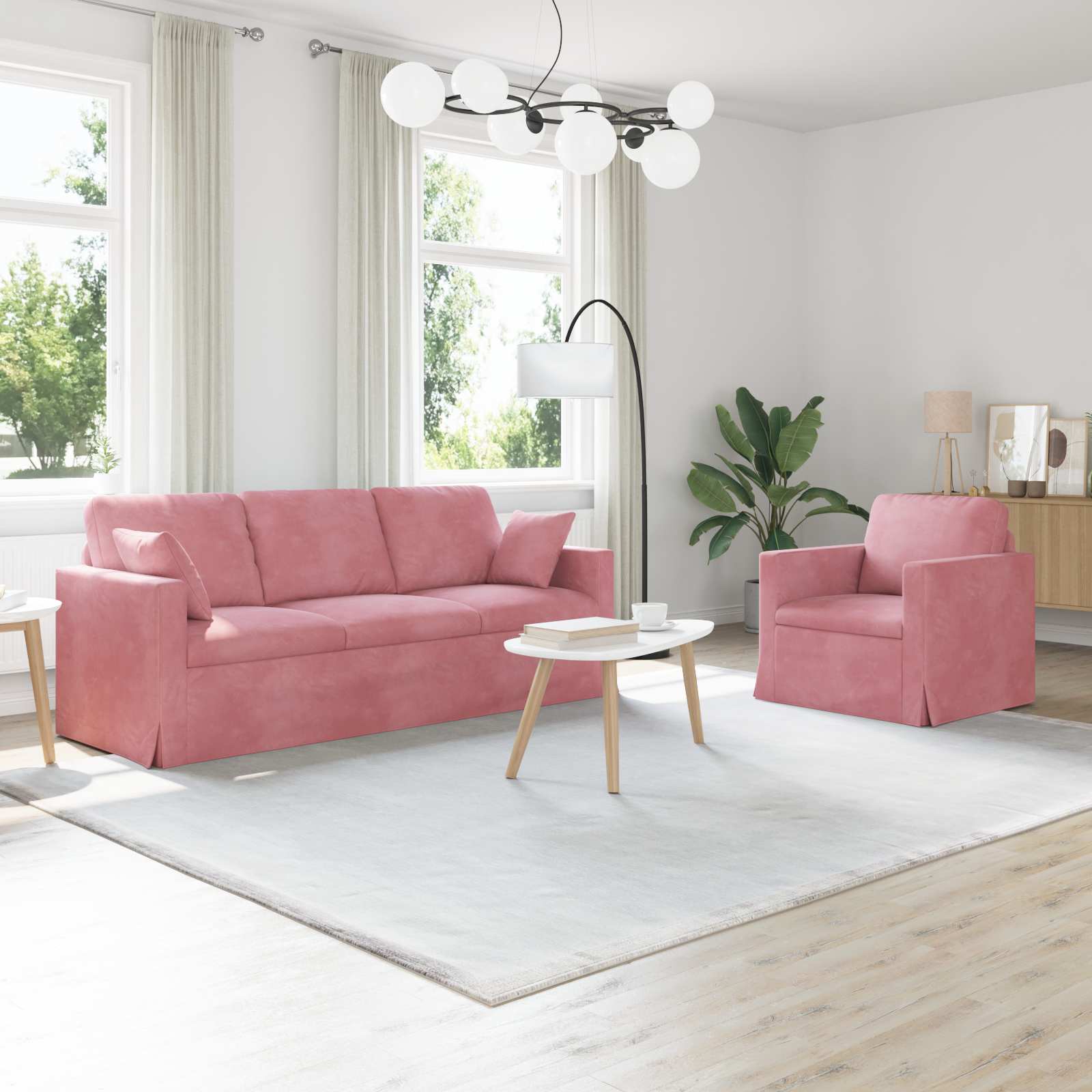 Sofa Set 2 stk. Rosa Samt