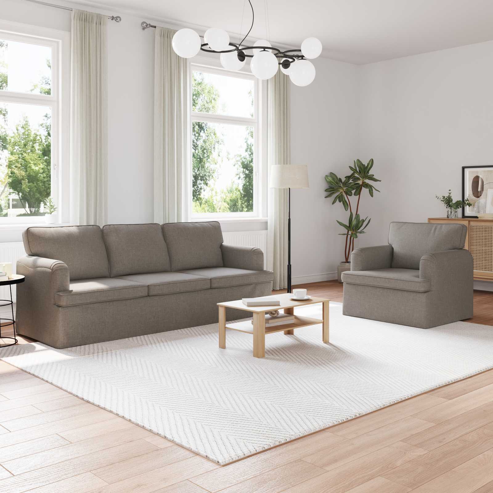 Sofa Set 2 stk. Taupe Stoff