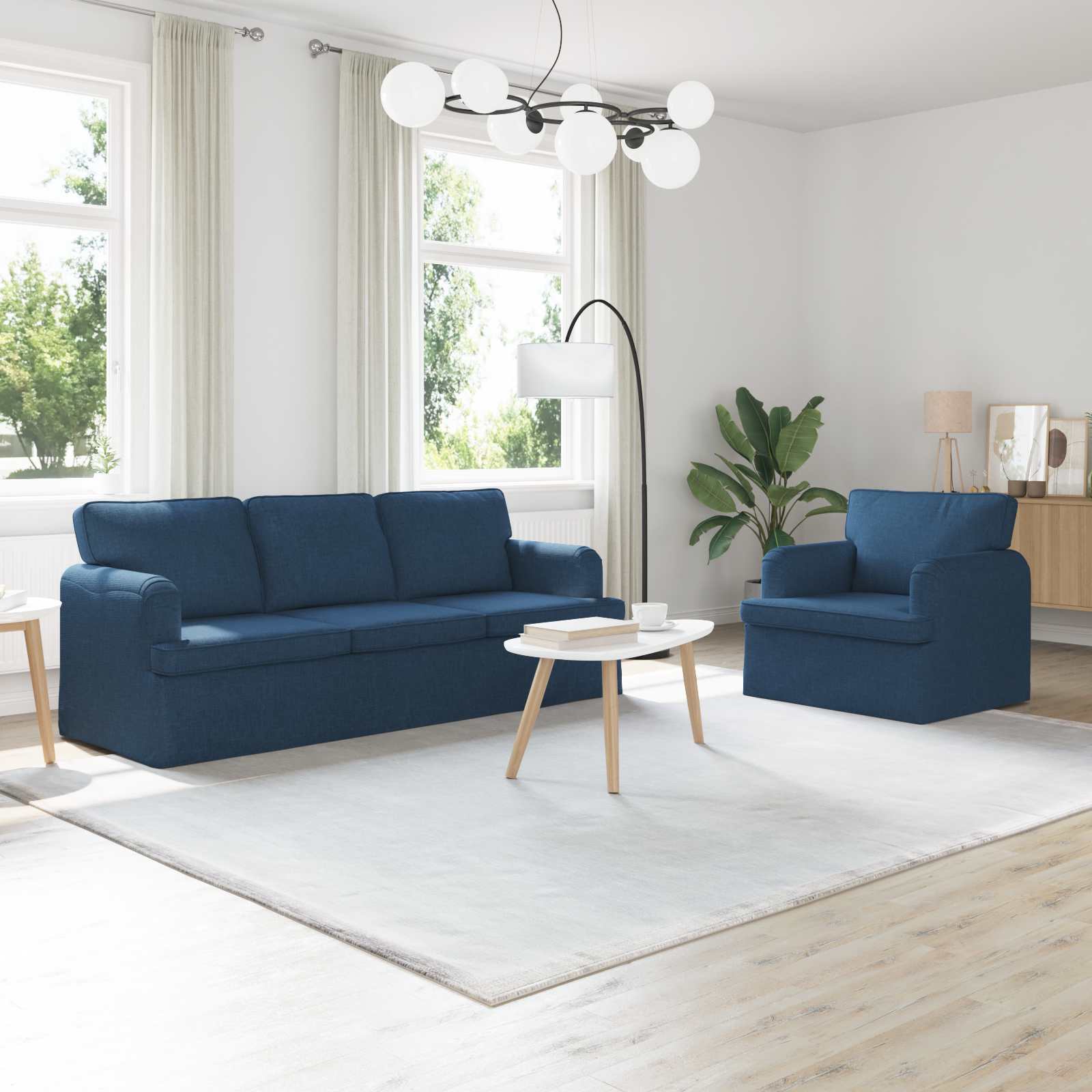 Sofa Set 2 stk. Blau Stoff