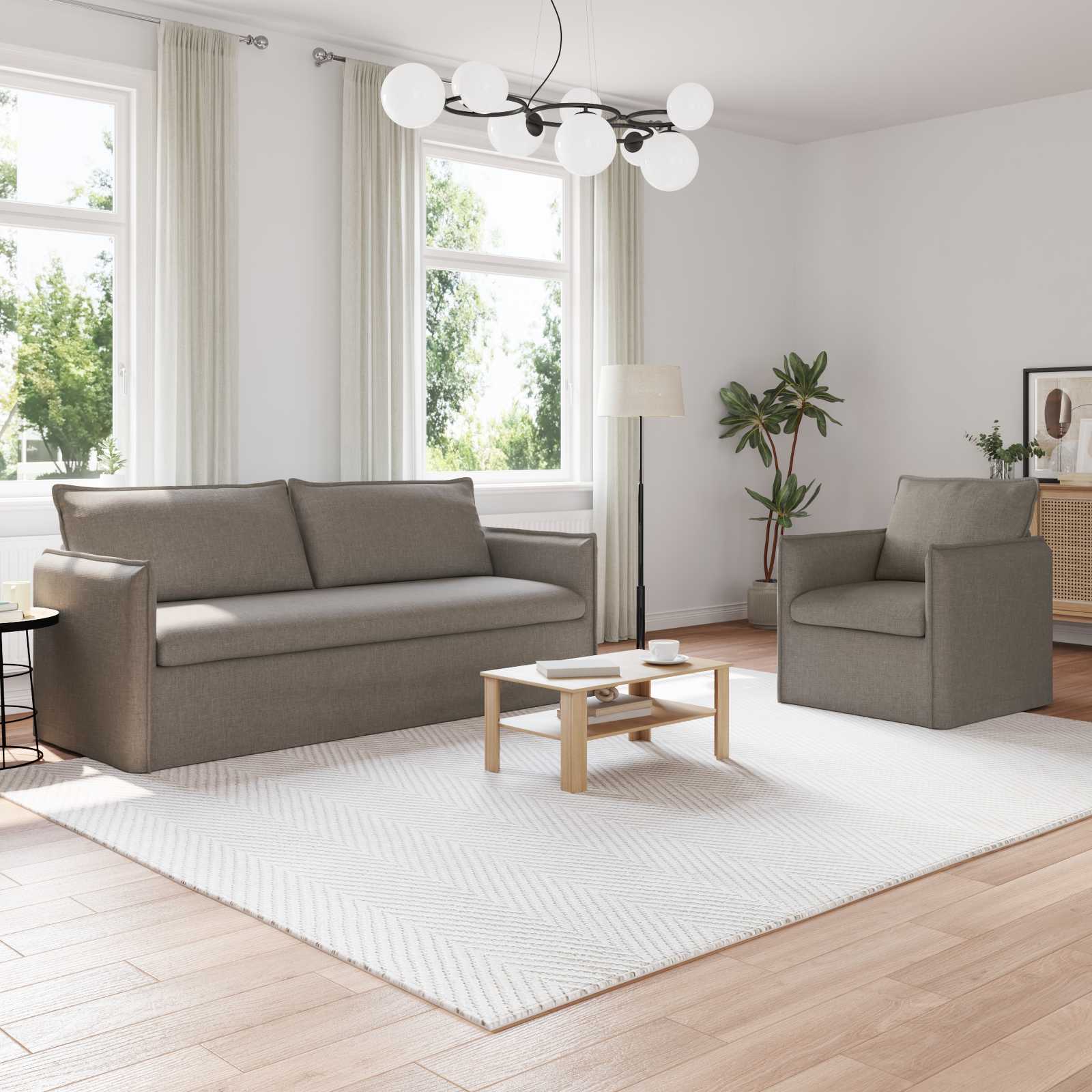 Sofa Set 2 stk. Taupe Stoff