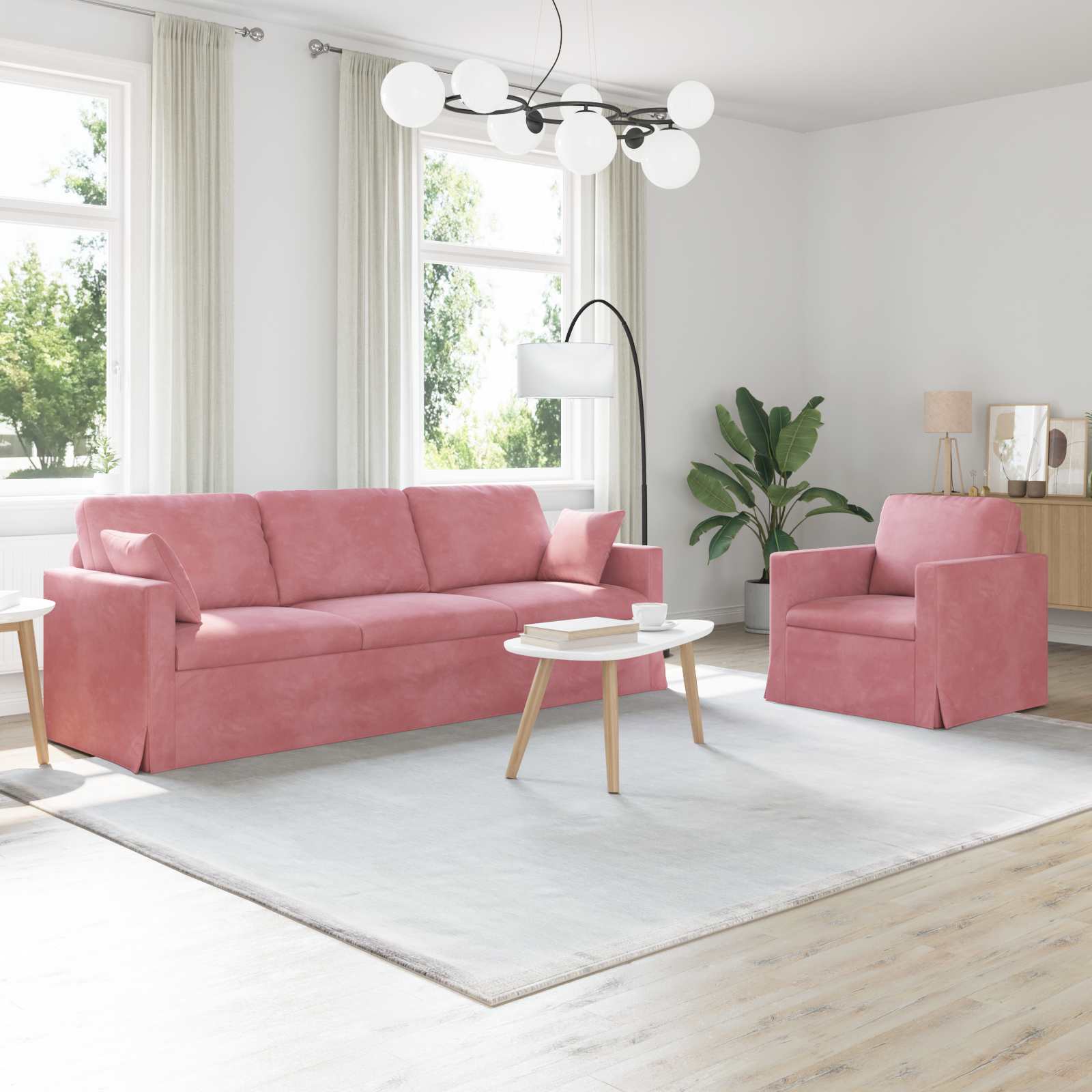 Sofa Set 2 stk. Rosa Samt