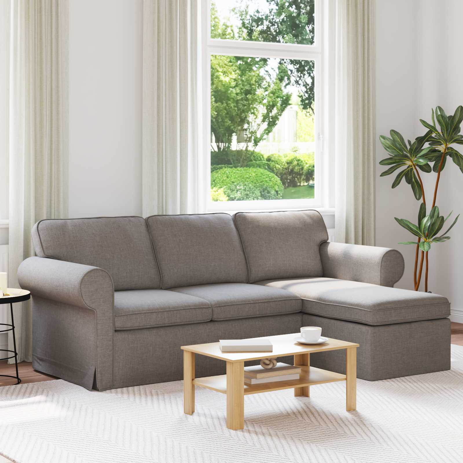Sofa Taupe 215 x 138 x 80 cm Stoff