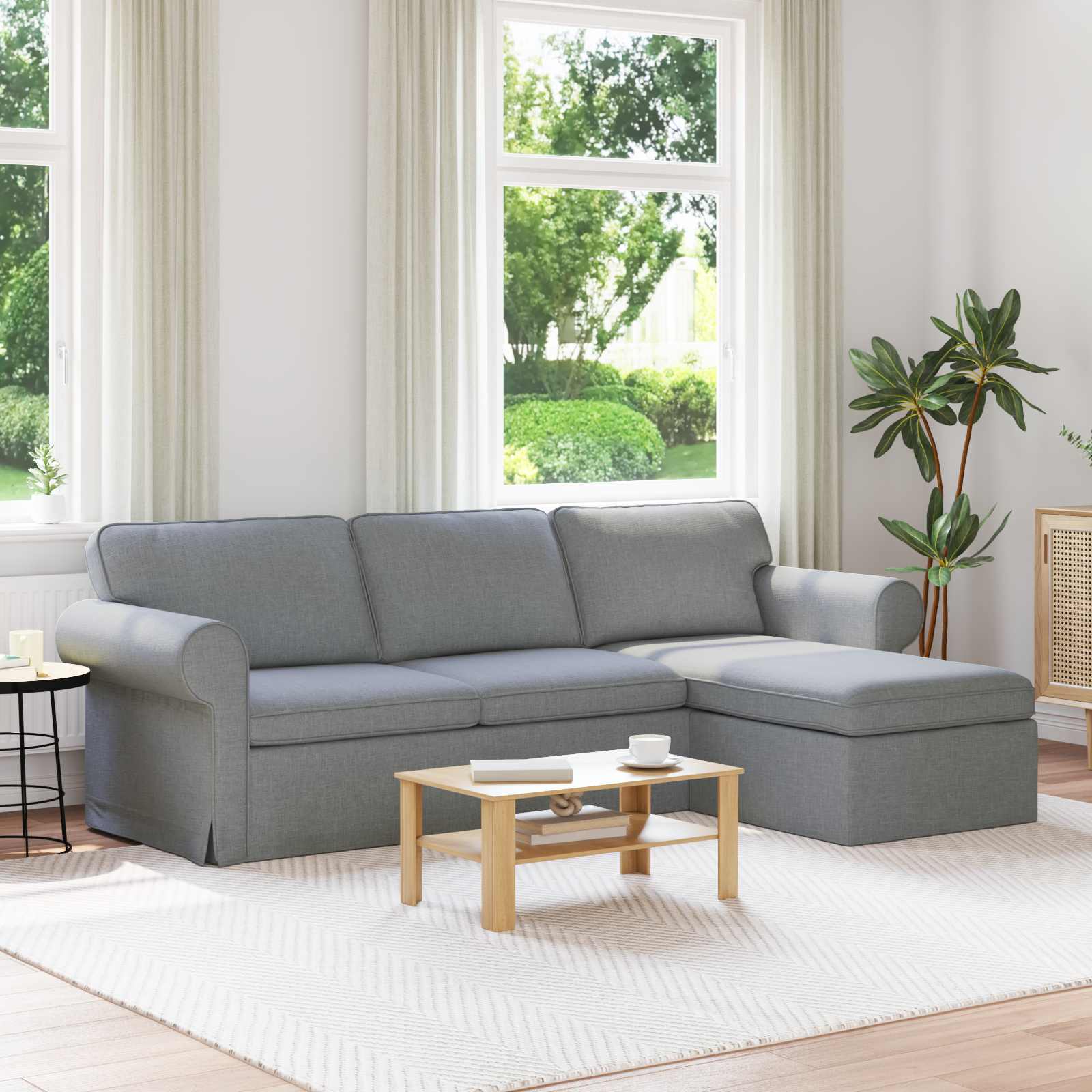Sofa Hellgrau 245 x 138 x 80 cm Stoff
