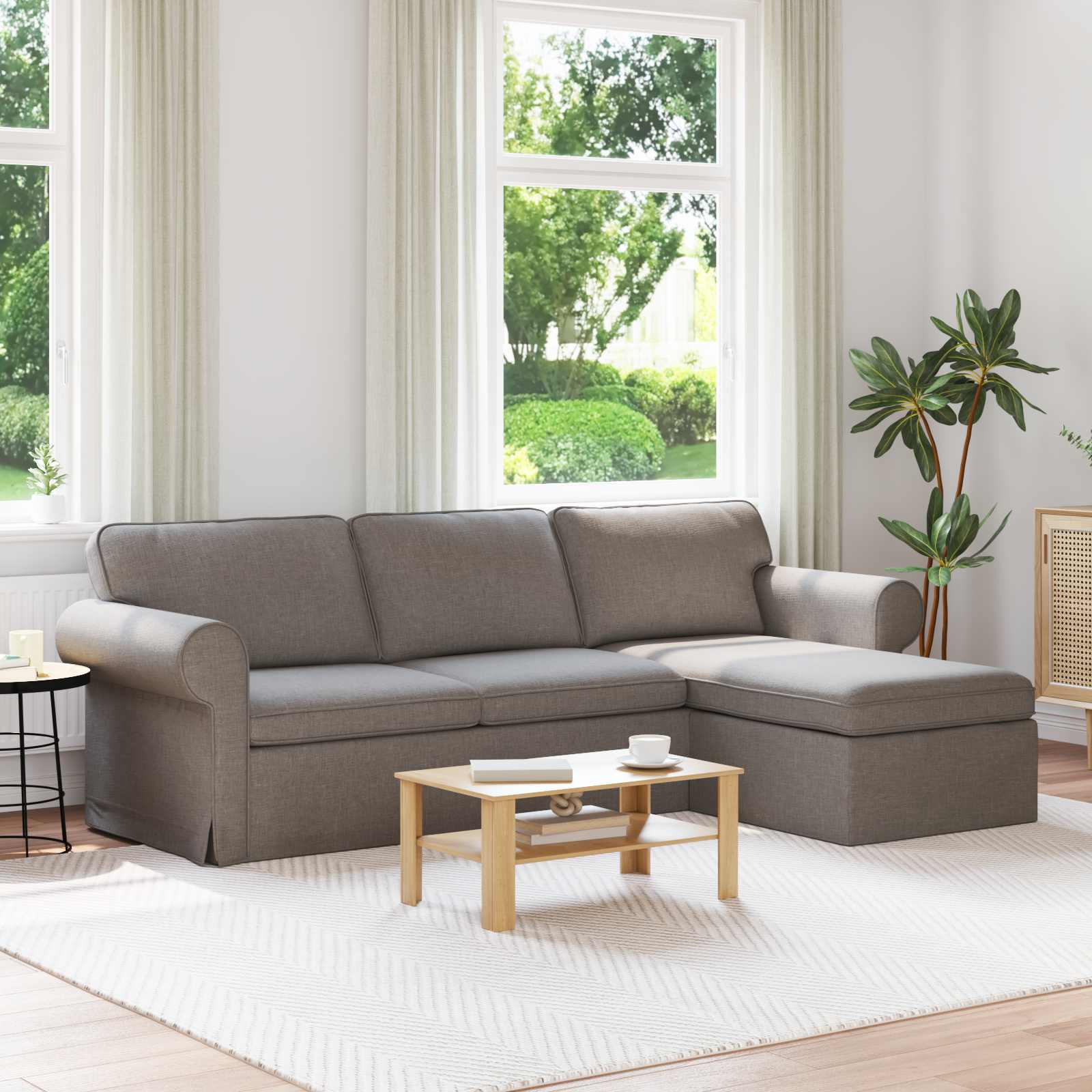 Sofa Taupe 245 x 138 x 80 cm Stoff