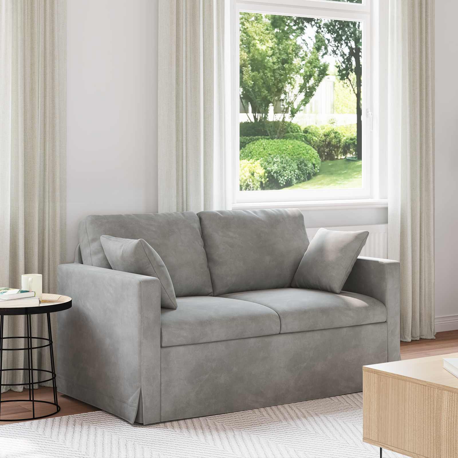Sofa Hellgrau 138 x 78 x 80 cm Samt