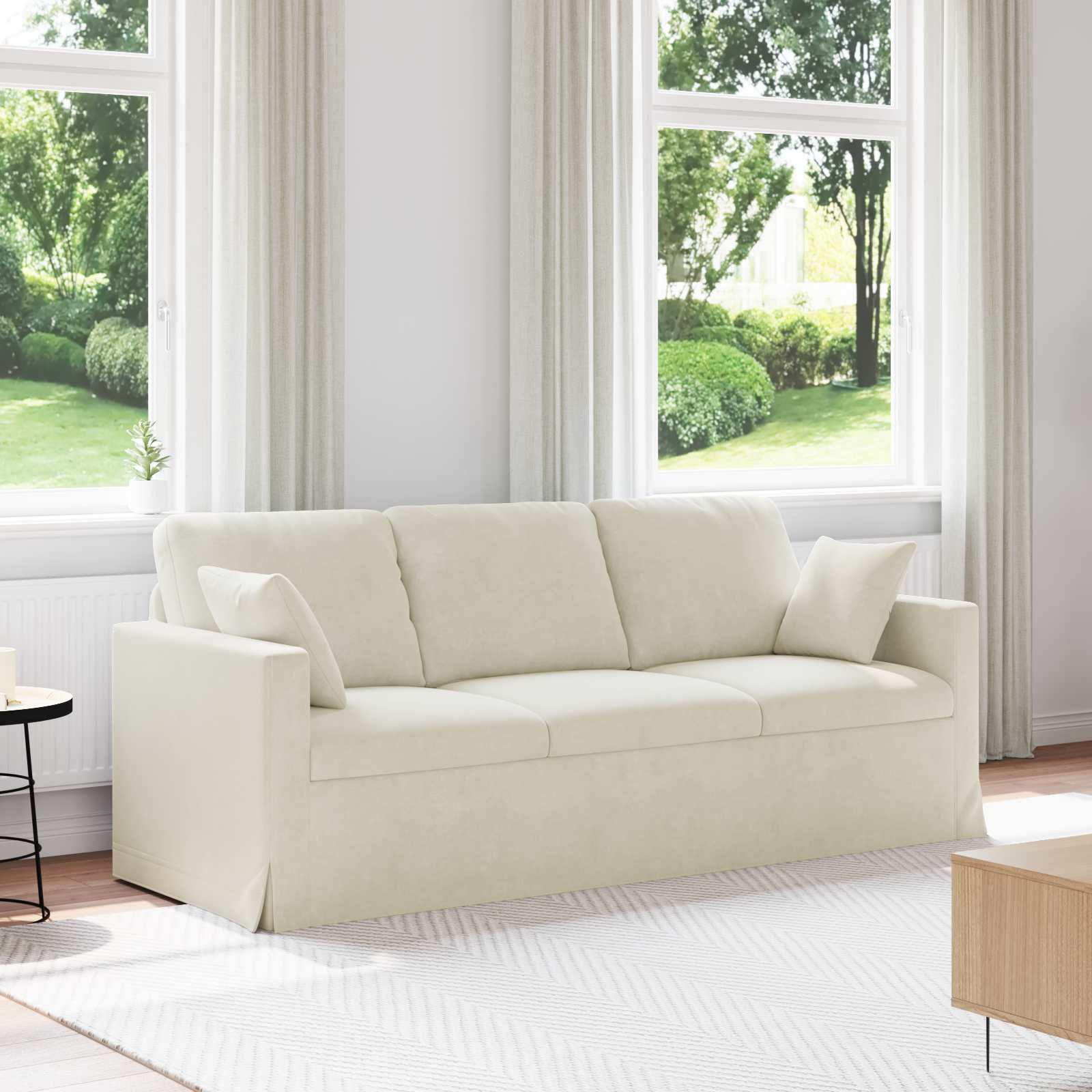 Sofa Creme 198 x 78 x 80 cm Samt