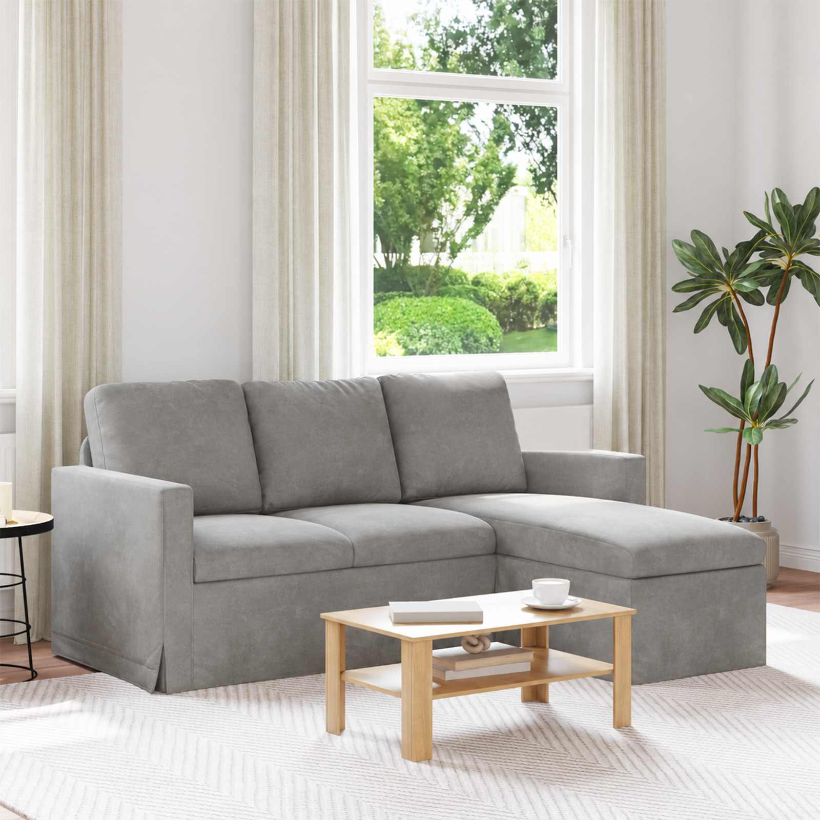 Sofa Hellgrau 178 x 134 x 80 cm Samt
