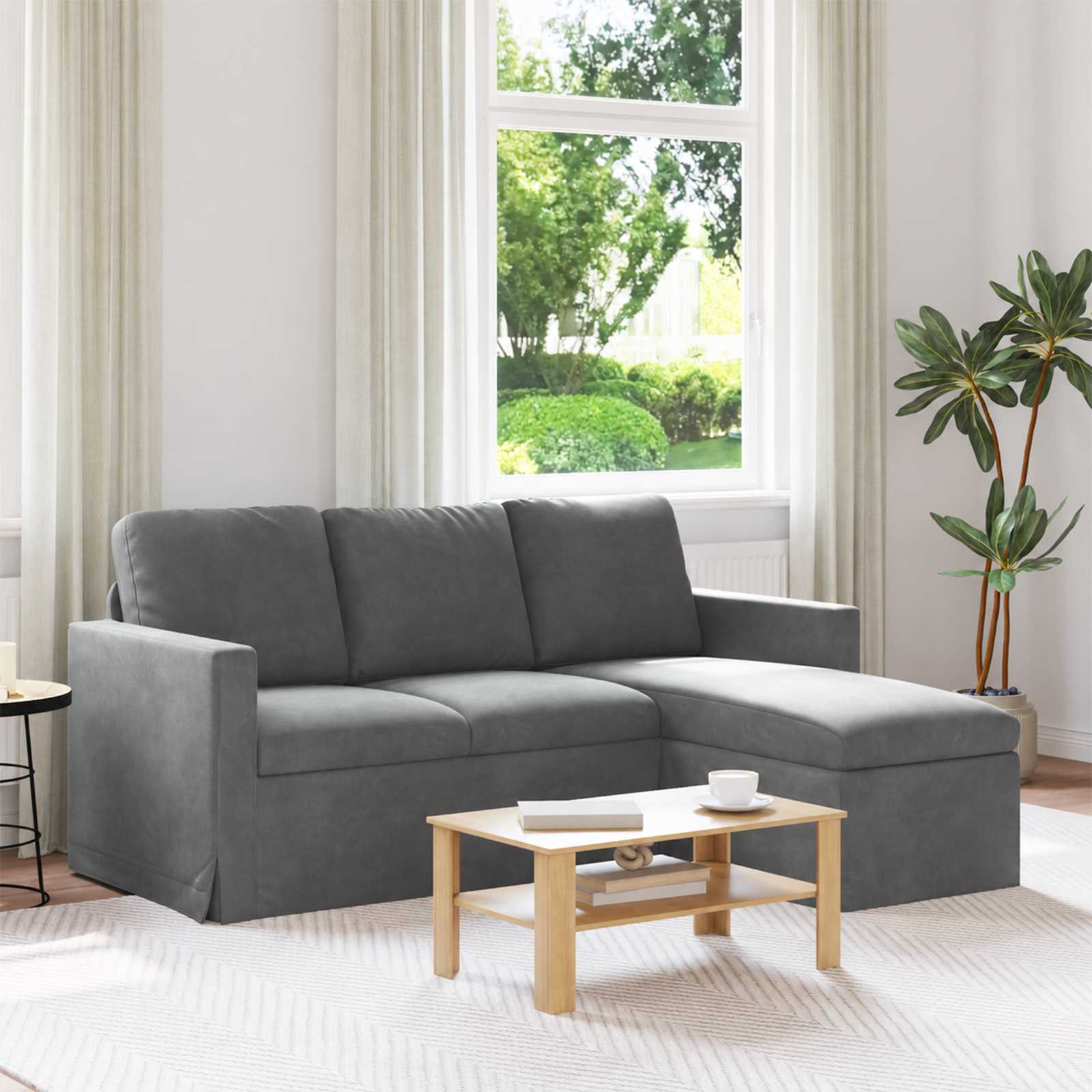 Sofa Dunkelgrau 178 x 134 x 80 cm Samt