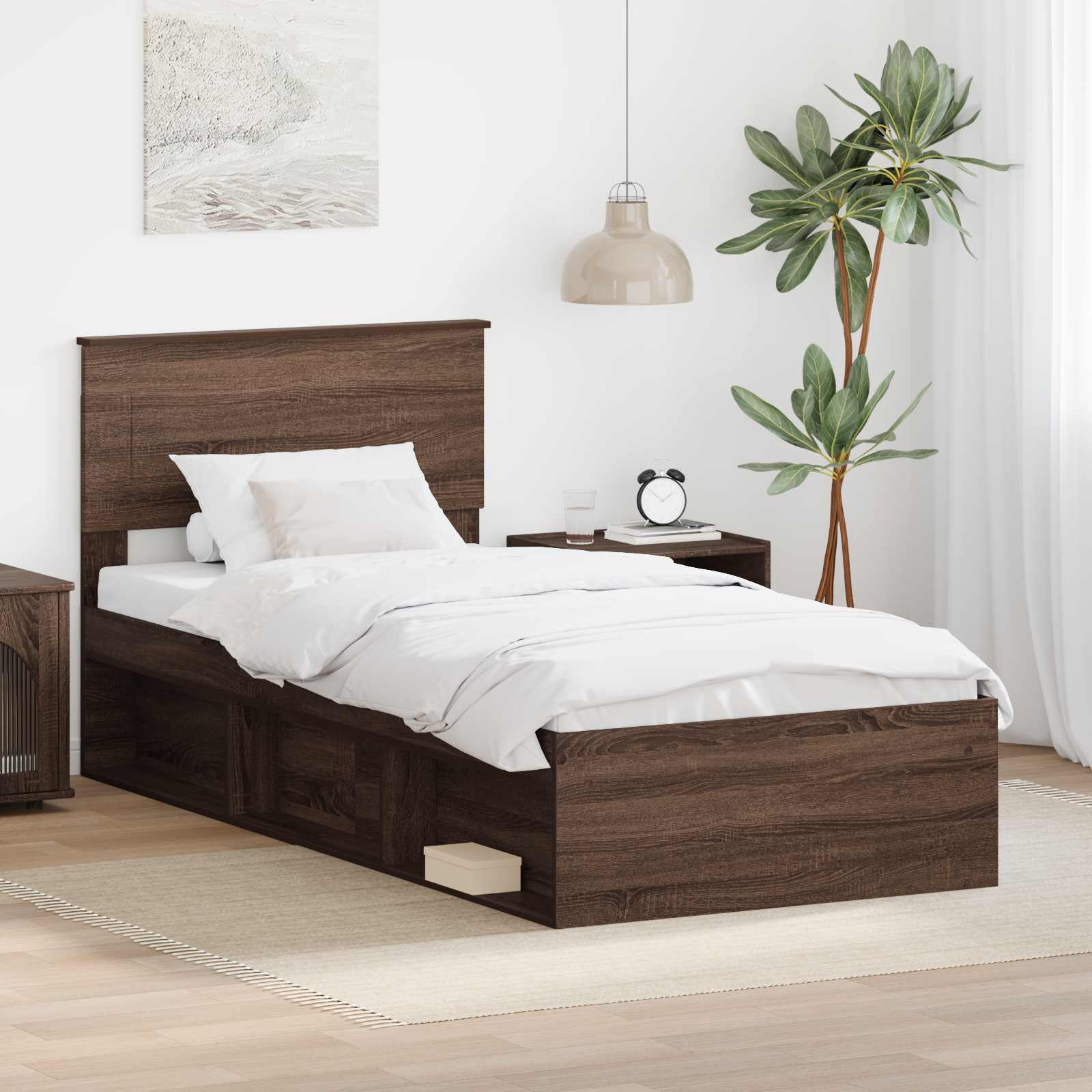 Bettrahmen Braun Eichen-Optik 75 x 190 cm Holzwerkstoff