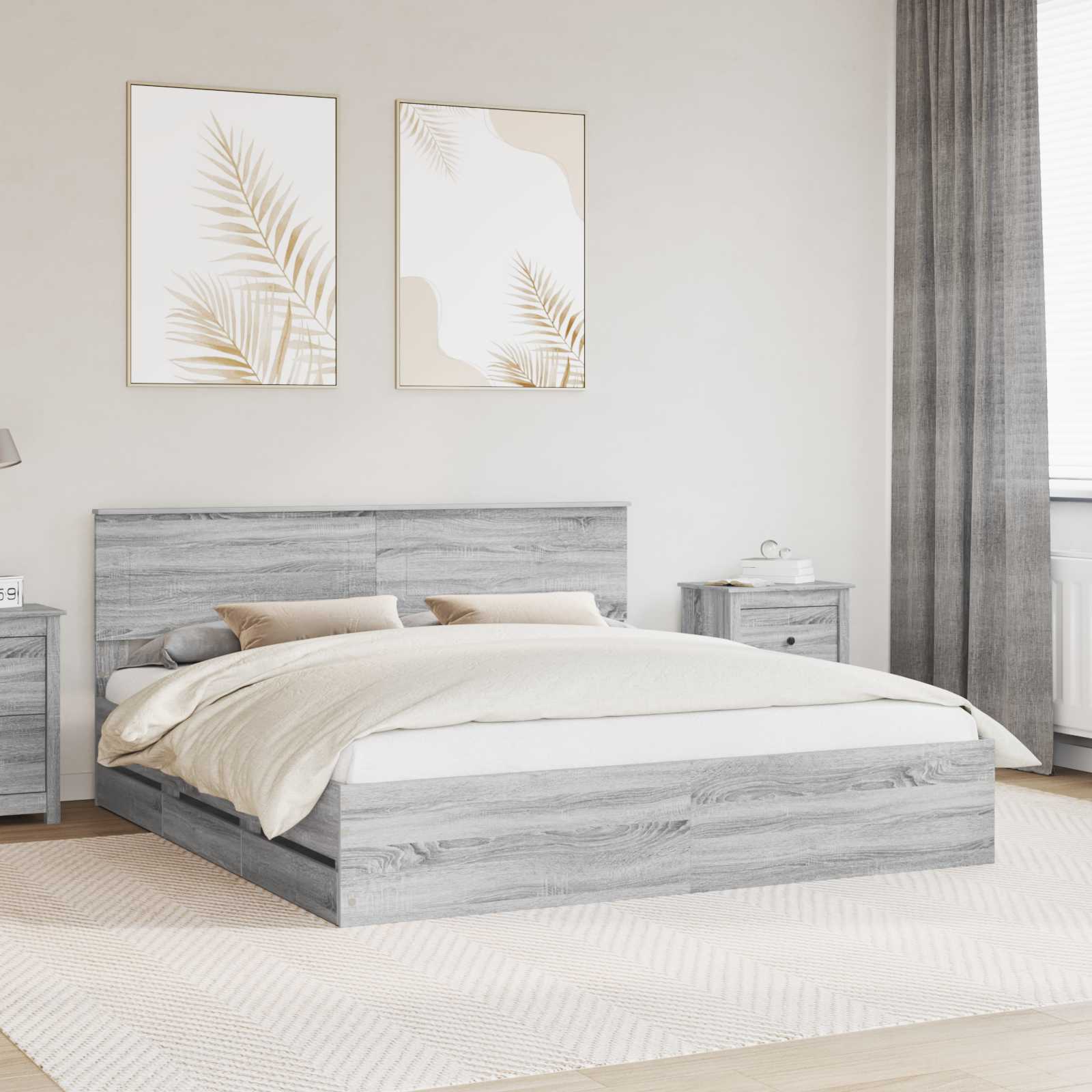 Bettrahmen Graues Sonoma 200 x 200 cm Ingenieurs Holz