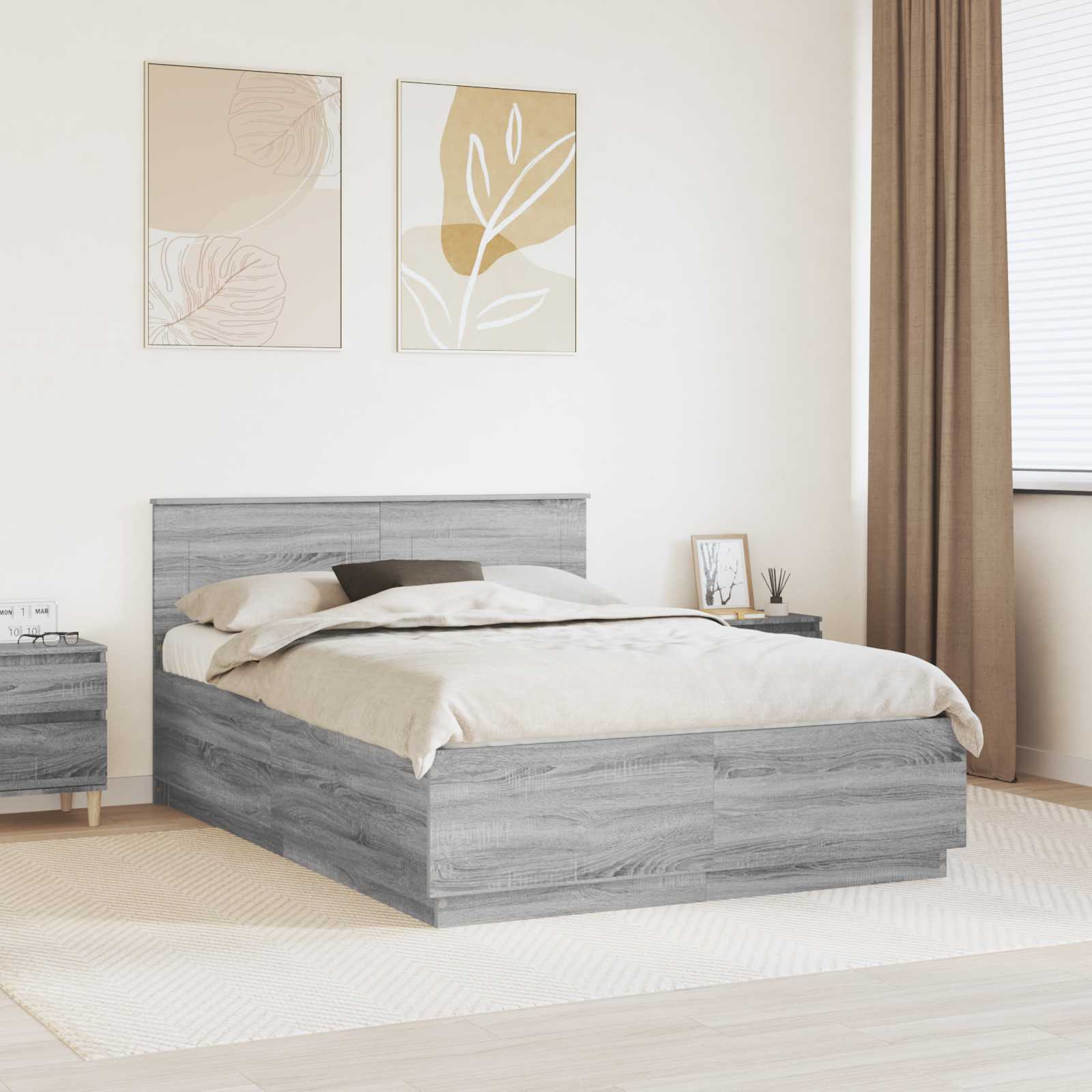 Bettrahmen Graues Sonoma 150 x 200 cm Holzwerkstoff