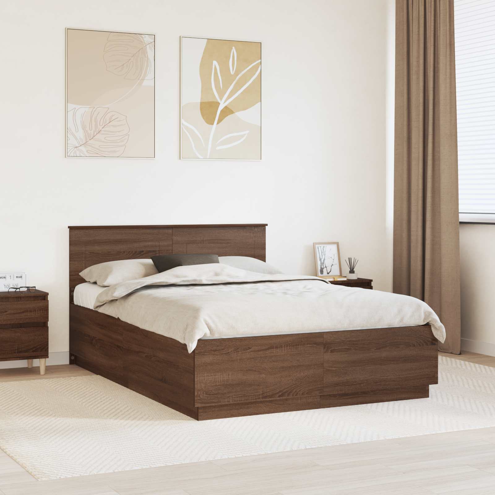 Bettrahmen Braun Eichen-Optik 150 x 200 cm Holzwerkstoff