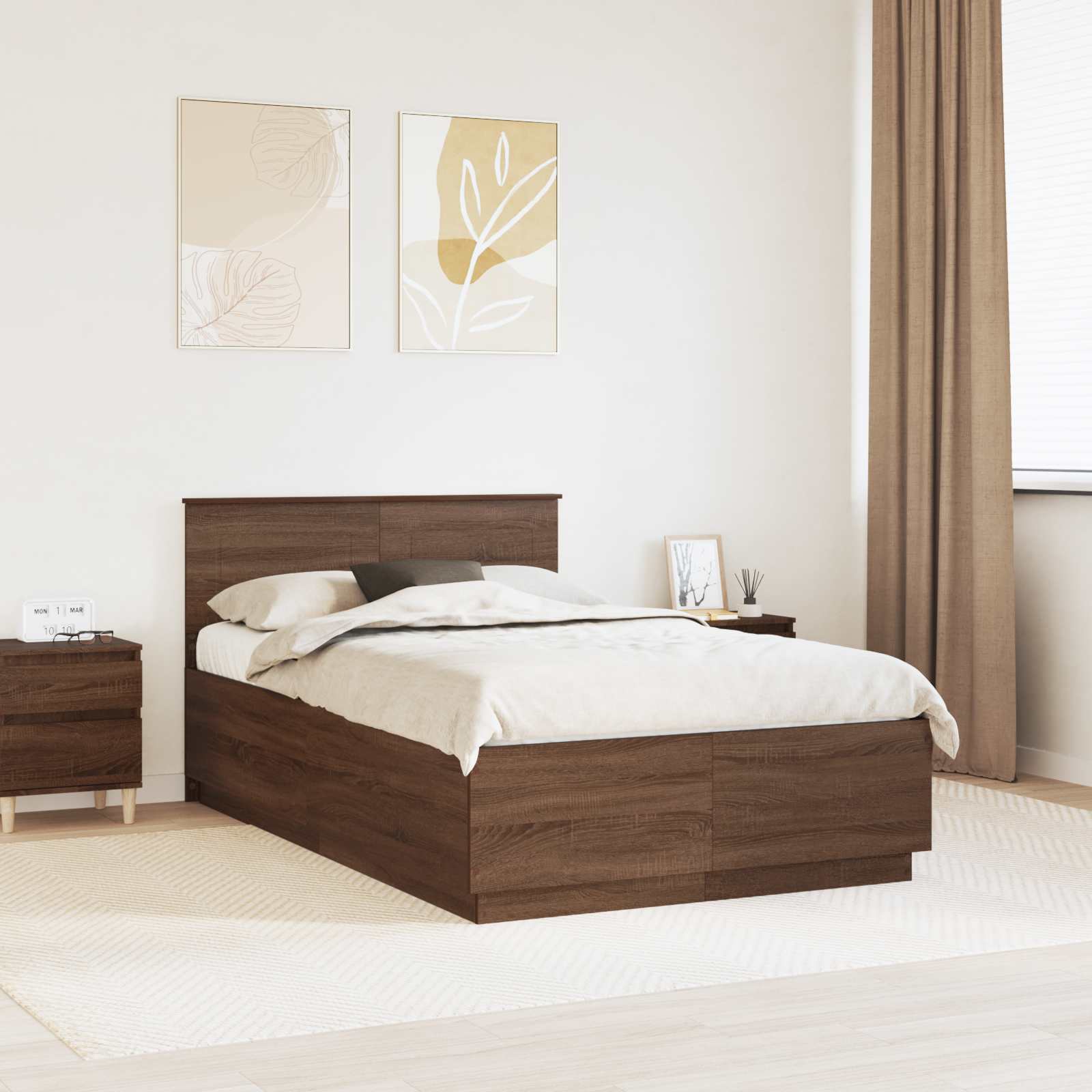 Bettrahmen Braun Eichen-Optik 120 x 190 cm Holzwerkstoff