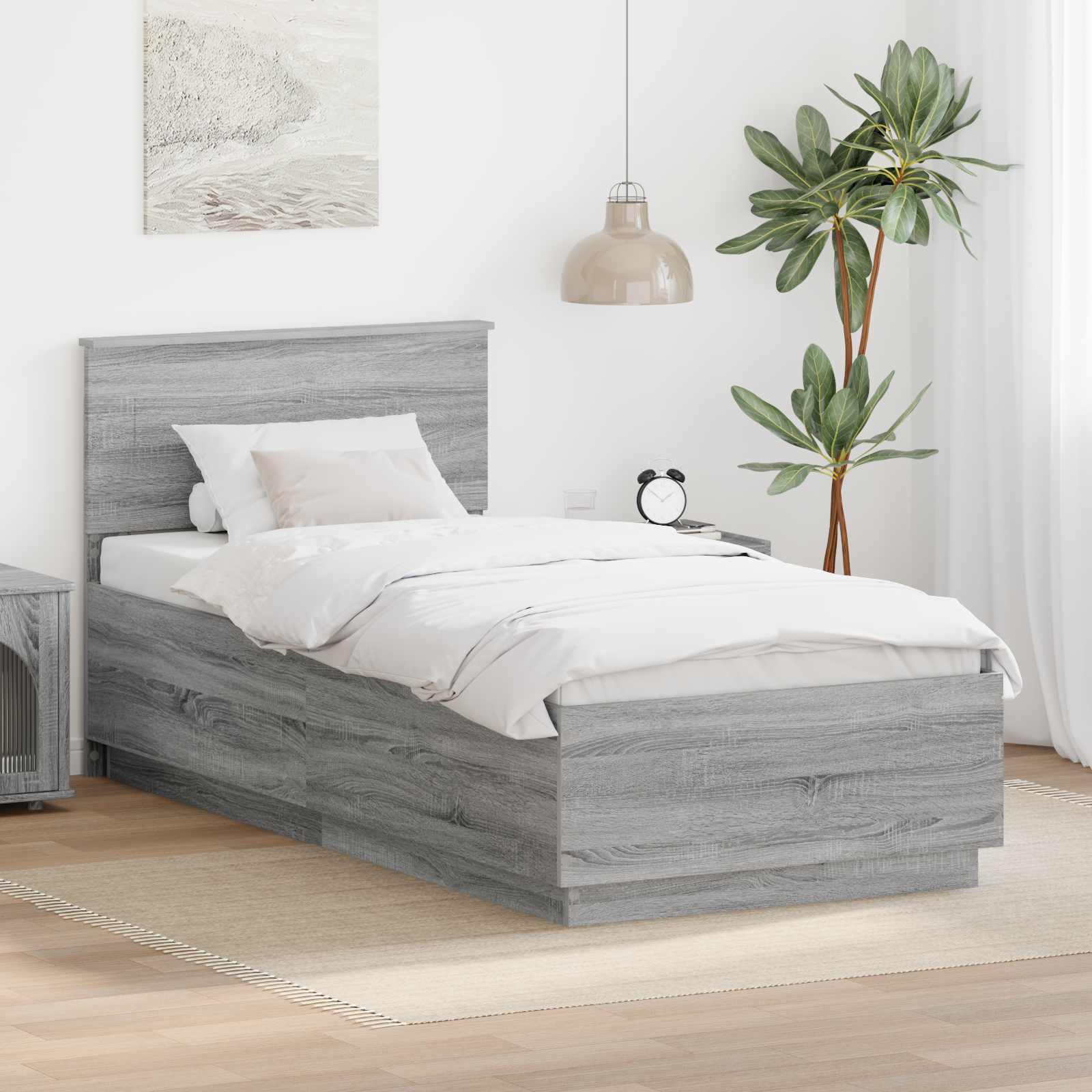 Bettrahmen mit Kopfteil Graues Sonoma 70 x 190 cm Holzwerkstoff
