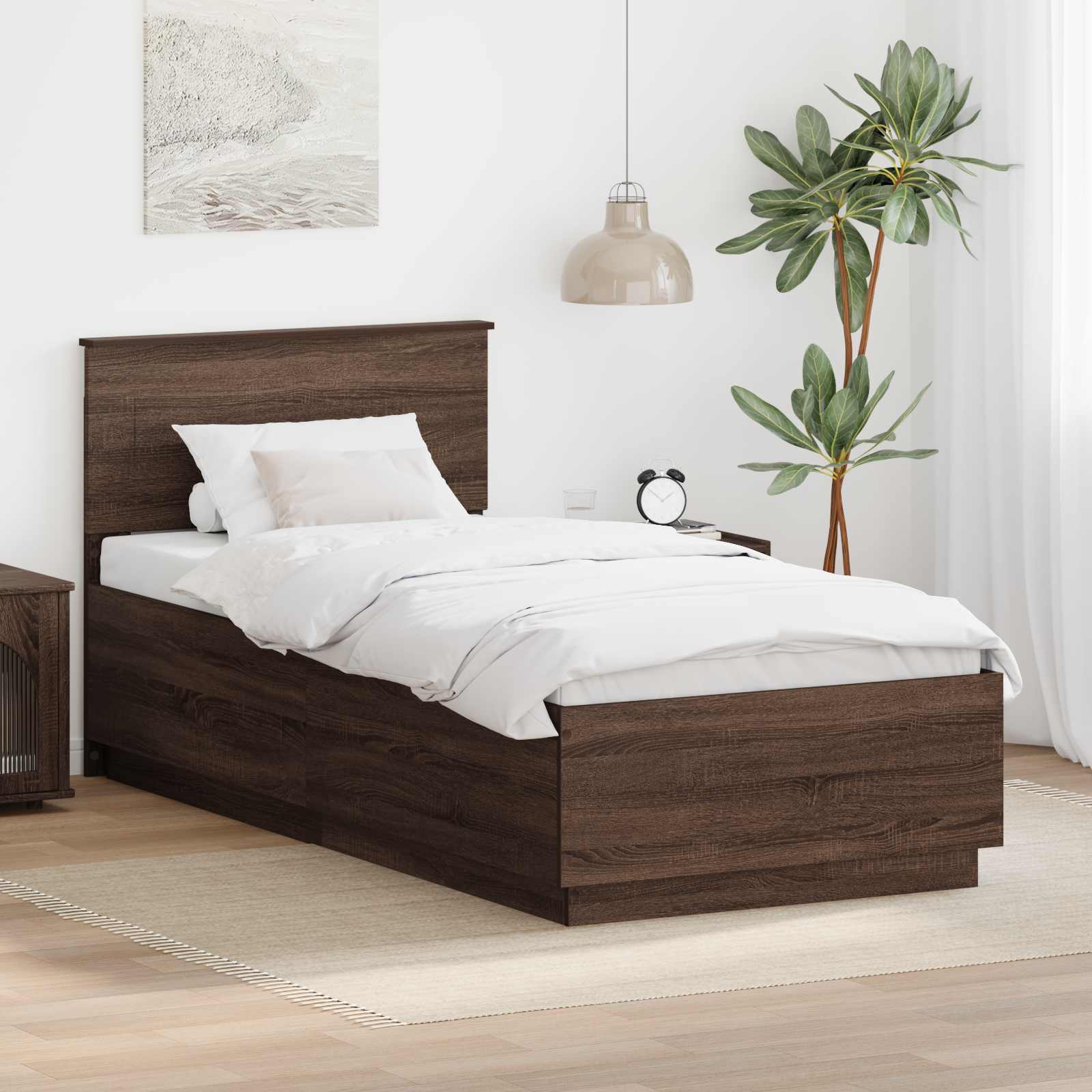 Bettrahmen Braun Eichen-Optik 70 x 190 cm Holzwerkstoff