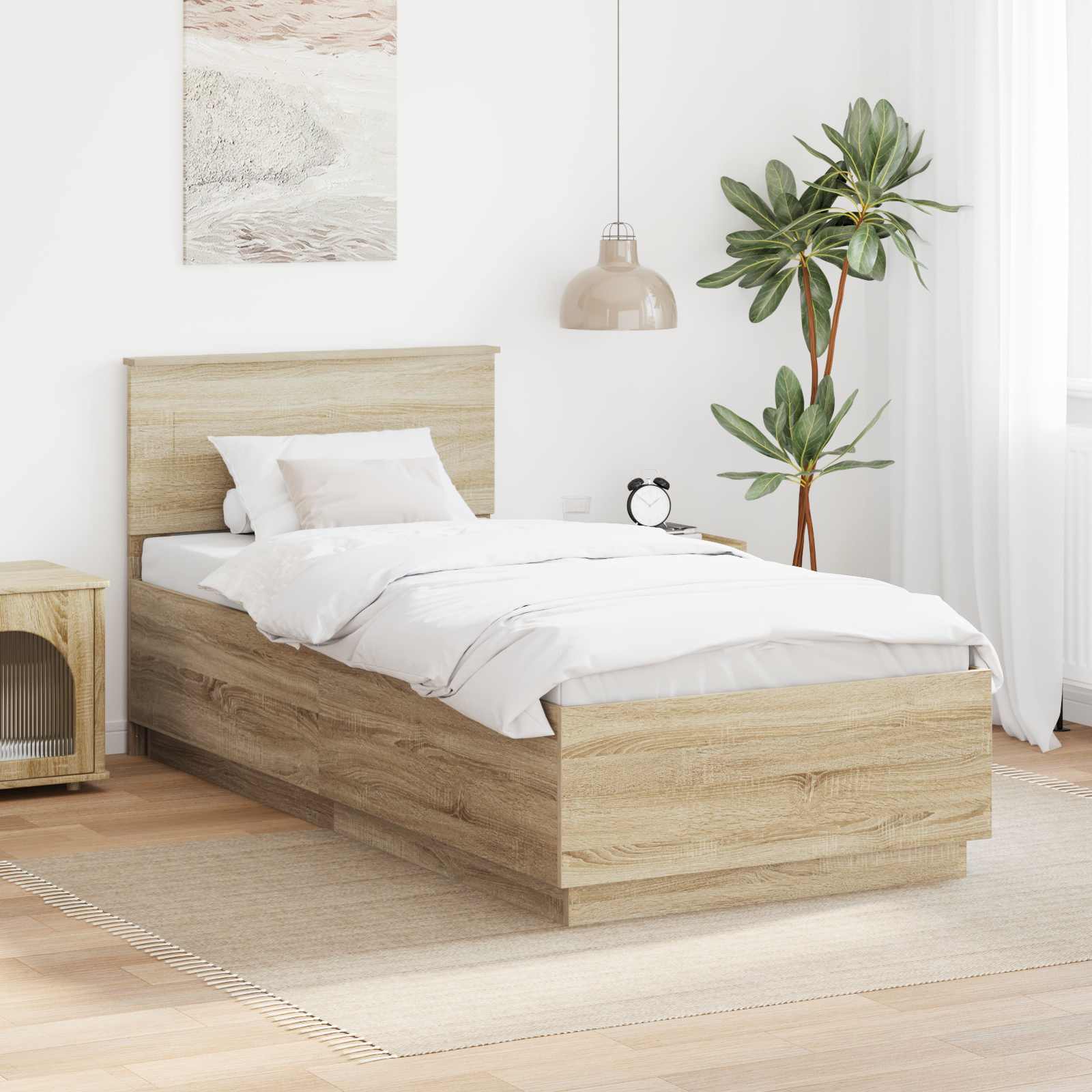 Bettrahmen mit Kopfteil Sonoma-Eiche 90 x 190 cm Holzwerkstoff