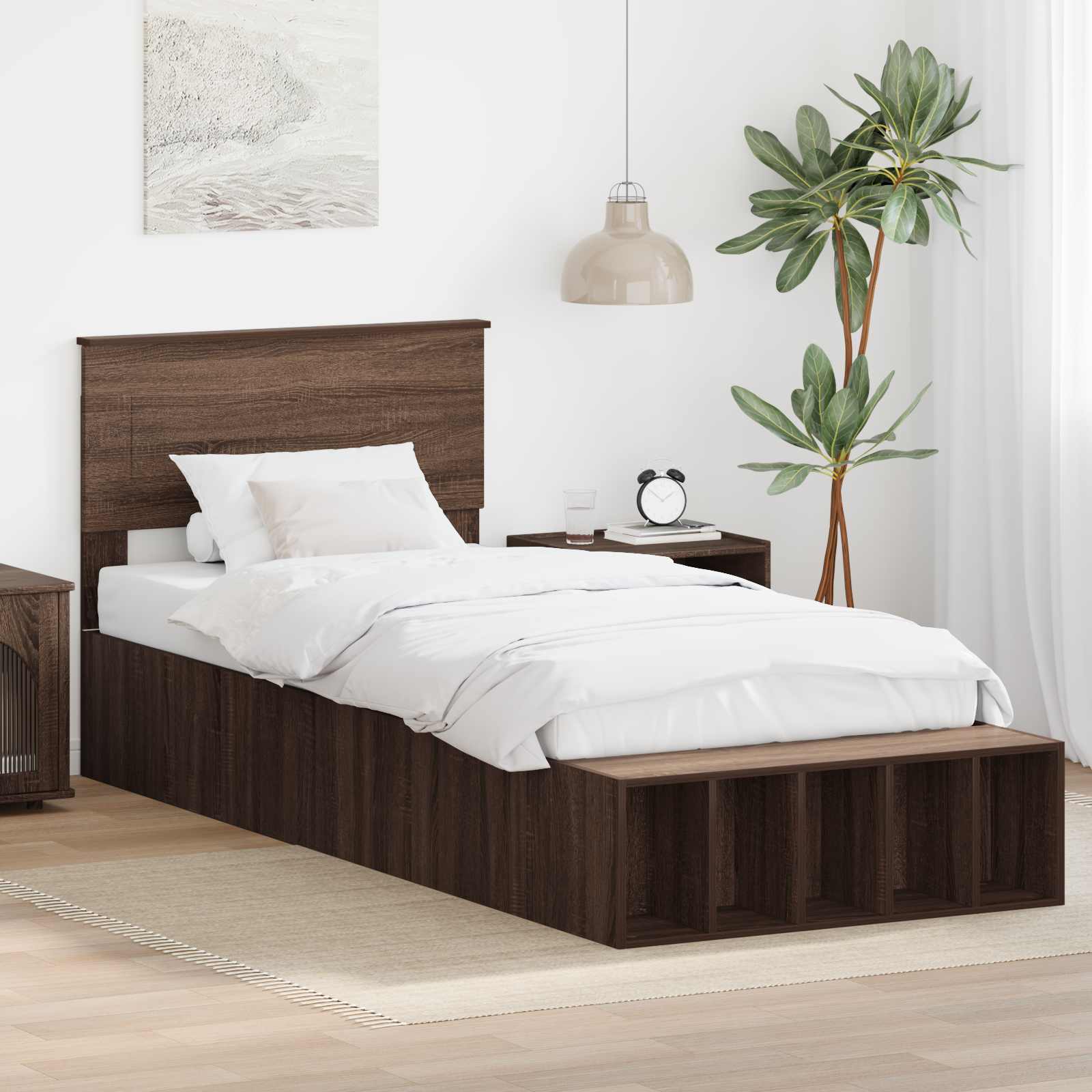 Bettrahmen Braun Eichen-Optik 75 x 190 cm Holzwerkstoff