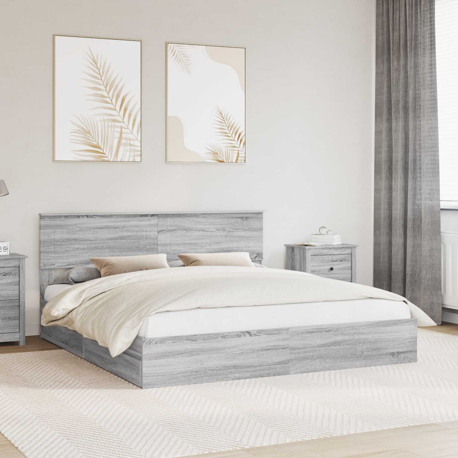 Aufbewahrungsbett Sonoma-Grau 200 x 200 cm Holzwerkstoff