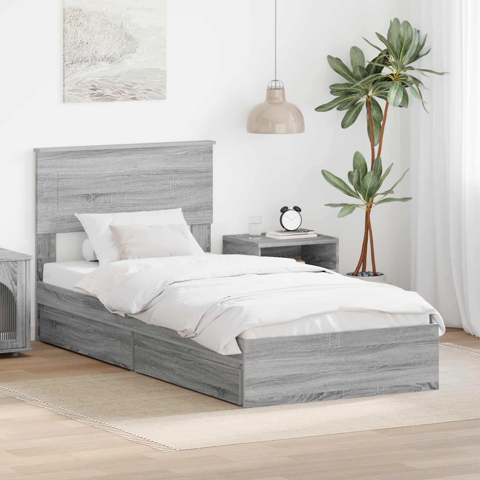 Aufbewahrungsbett Sonoma-Grau 75 x 190 cm Holzwerkstoff