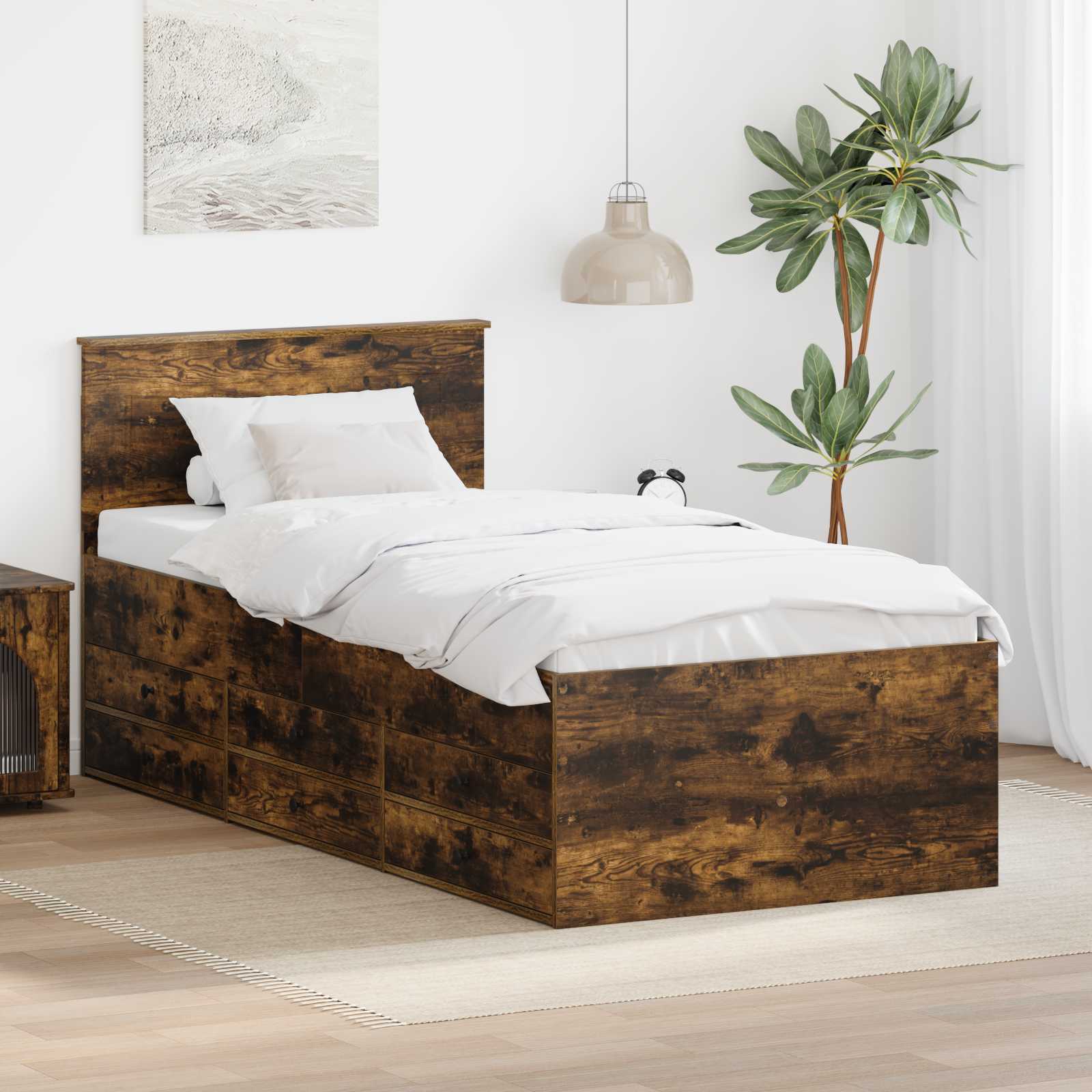 Tagesbett Geräucherte Eiche und Schwarz 90 x 200 cm