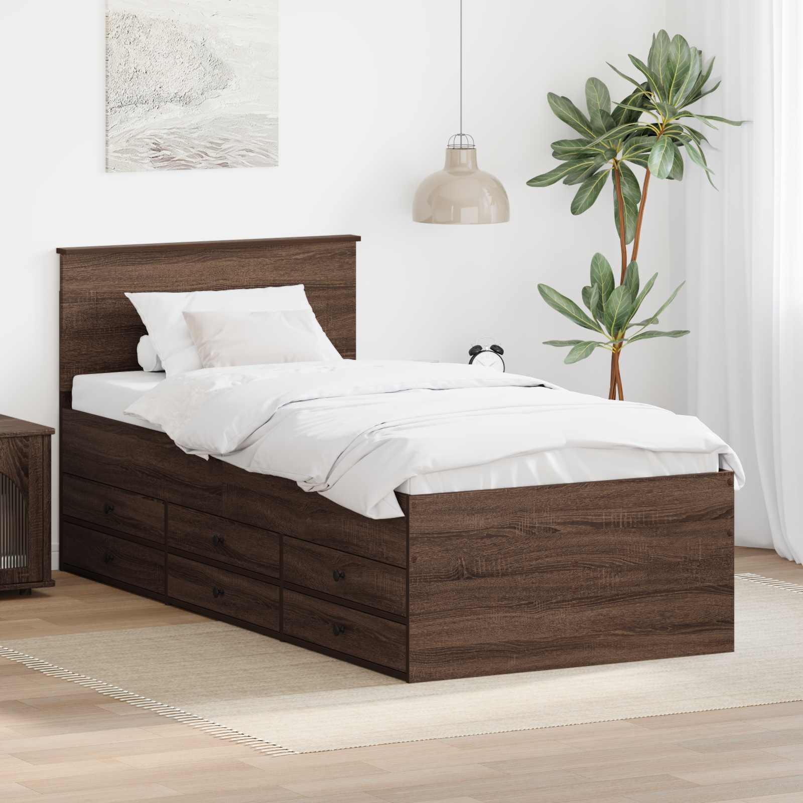 Tagesbett Braun Eiche und Schwarz 75 x 190 cm Holzwerkstoff
