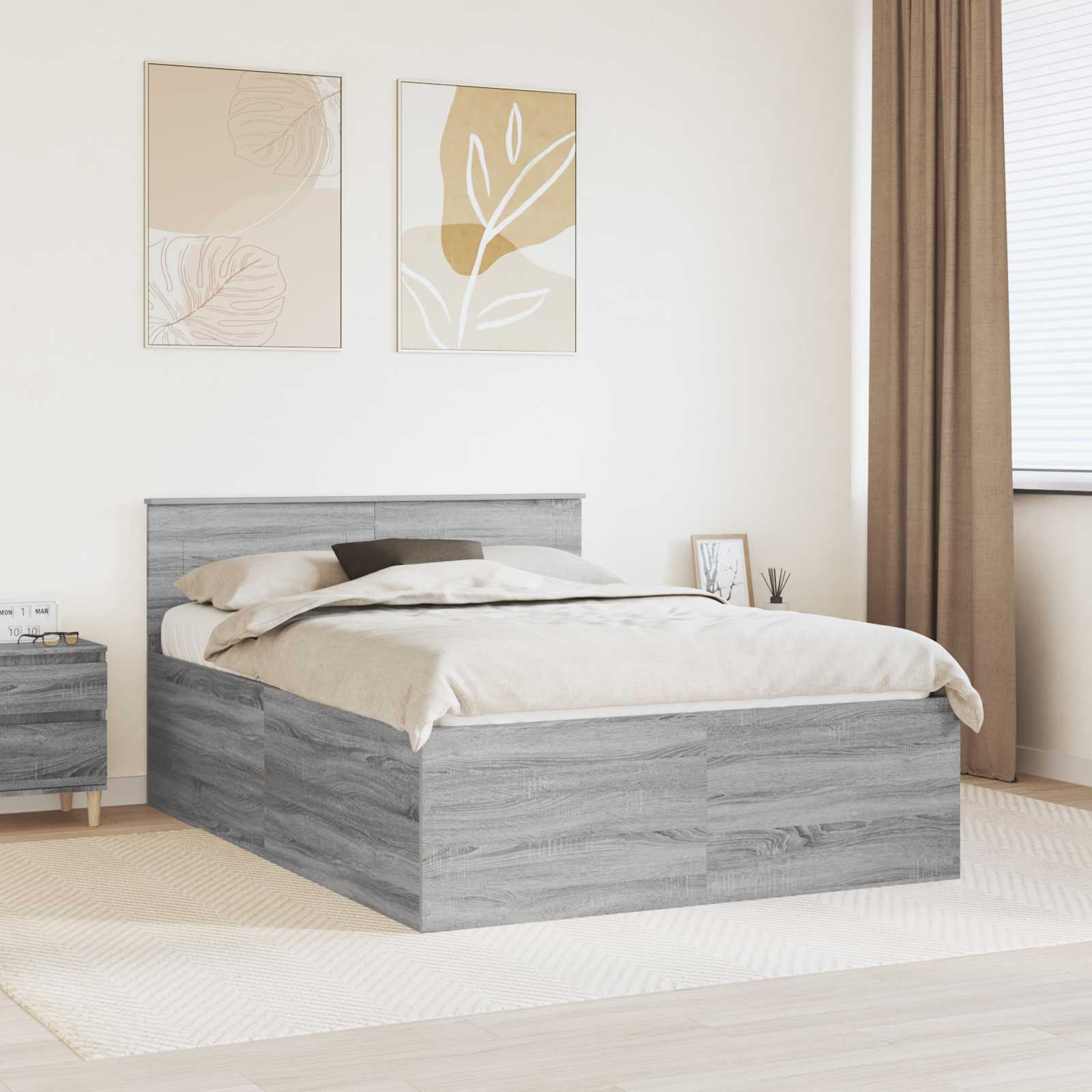 Bettrahmen mit Kopfteil Sonoma-Grau 150 x 200 cm Holzwerkstoff