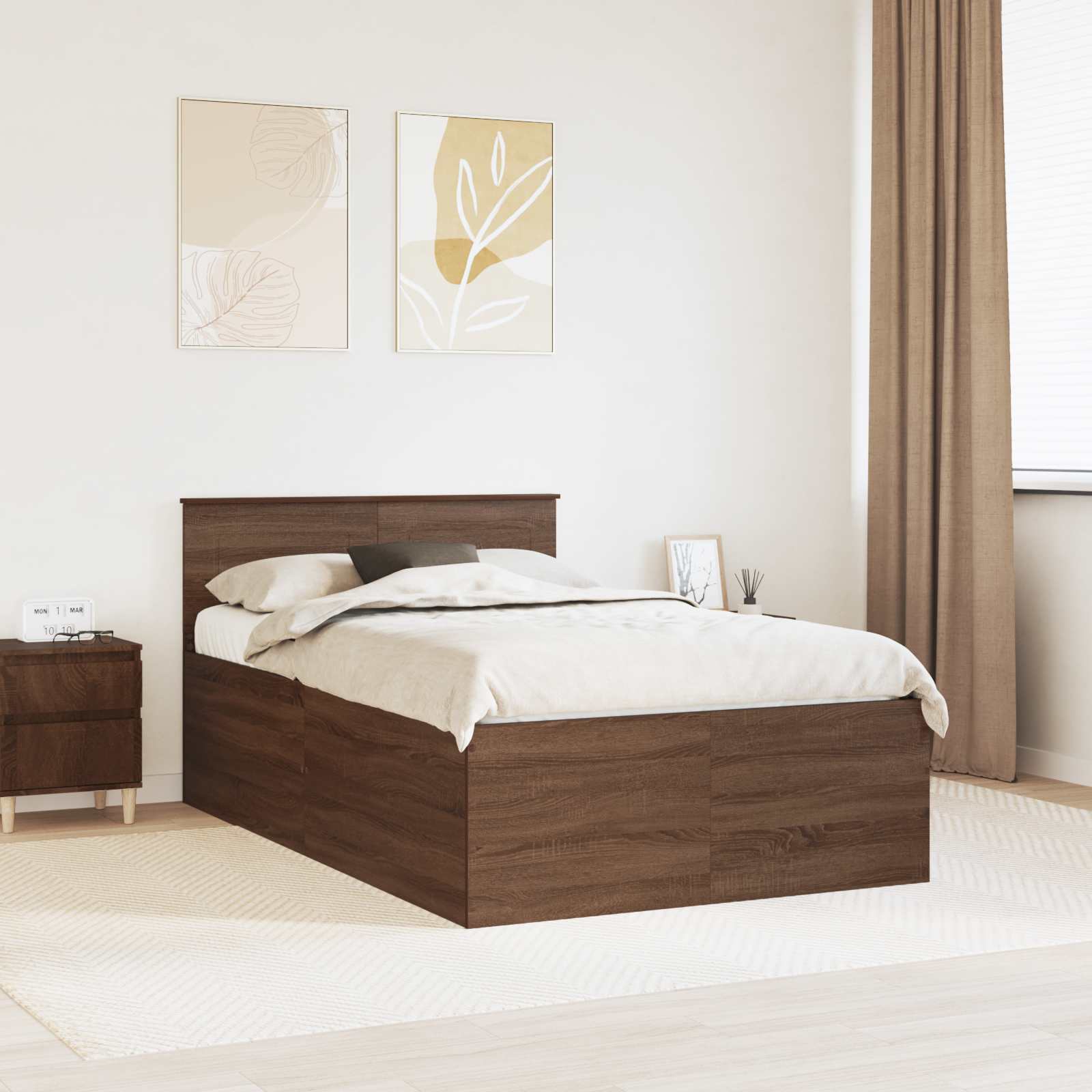 Bettrahmen Braun Eichen-Optik 135 x 190 cm Holzwerkstoff