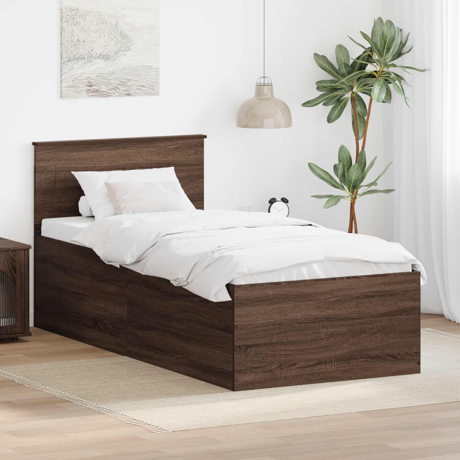 Bettrahmen Braun Eichen-Optik 75 x 190 cm Holzwerkstoff