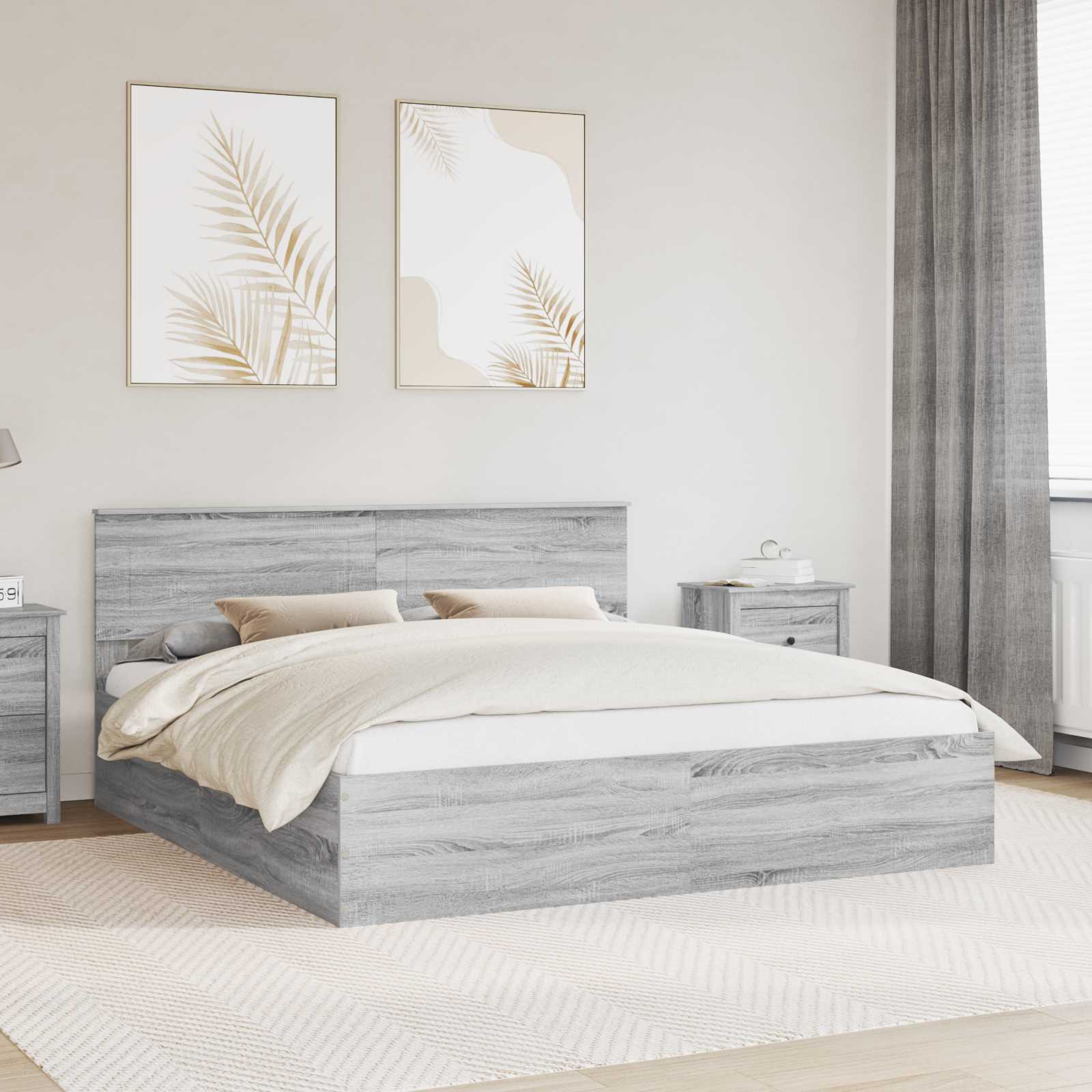 Bettrahmen Graues Sonoma 200 x 200 cm Holzwerkstoff
