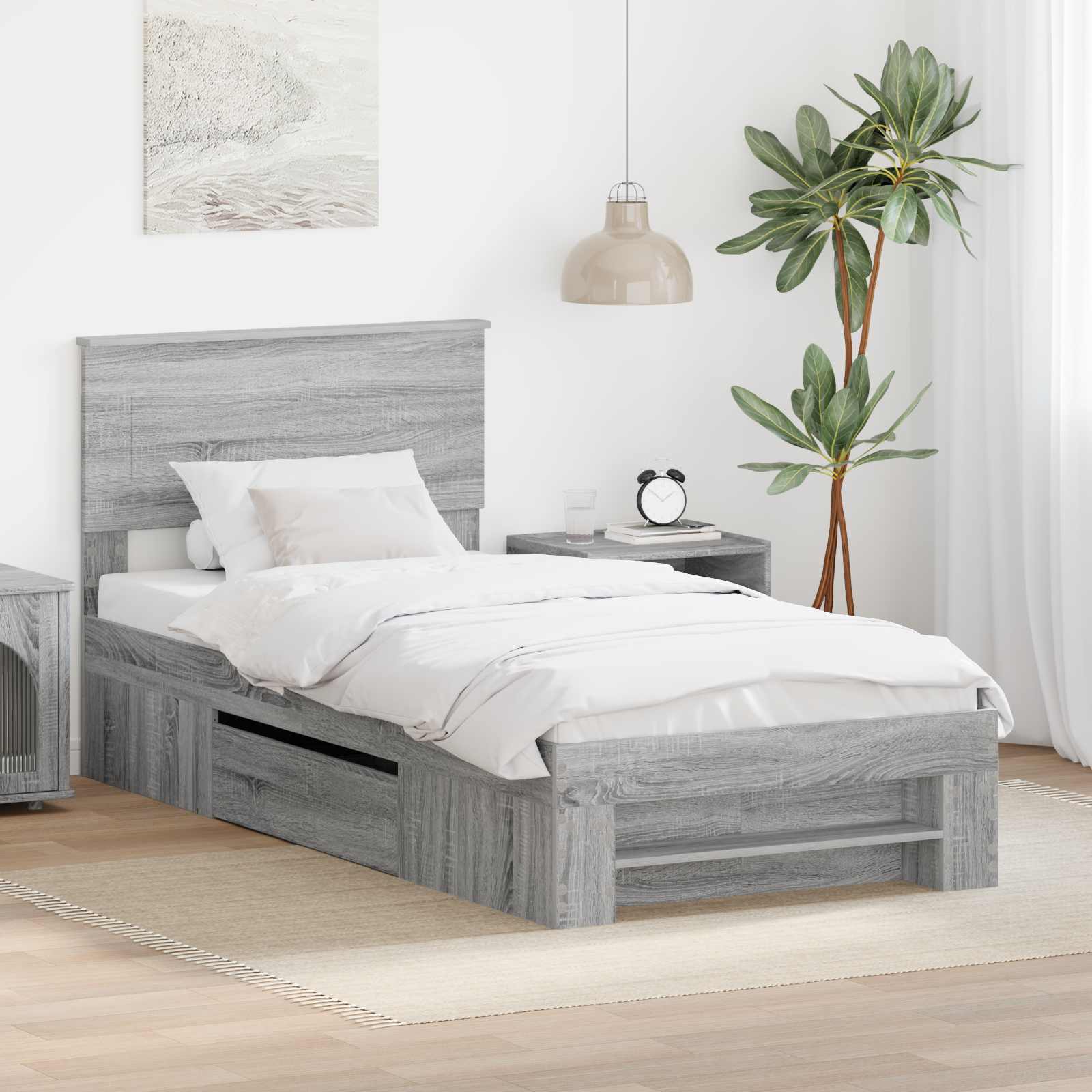 Bettrahmen mit Kopfteil Sonoma-Grau 80 x 200 cm Holzwerkstoff