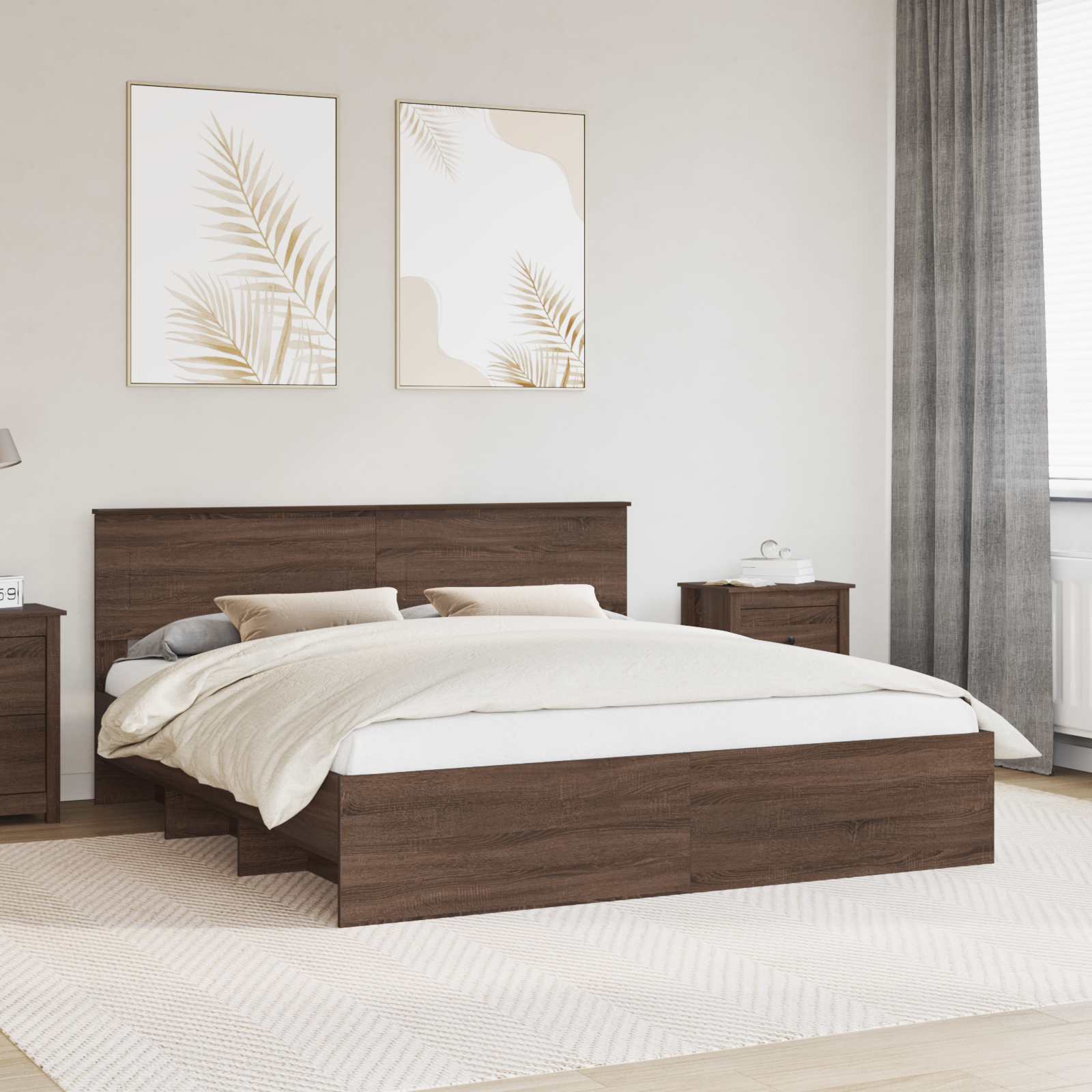 Bettrahmen Braun Eichen-Optik 200 x 200 cm Holzwerkstoff