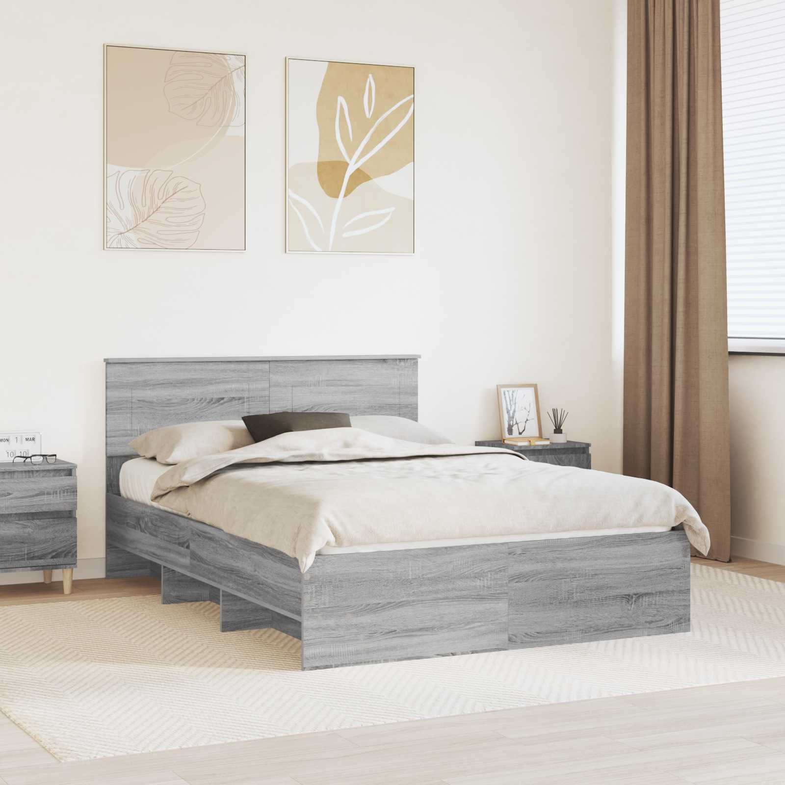 Bettrahmen Graues Sonoma 150 x 200 cm Holzwerkstoff
