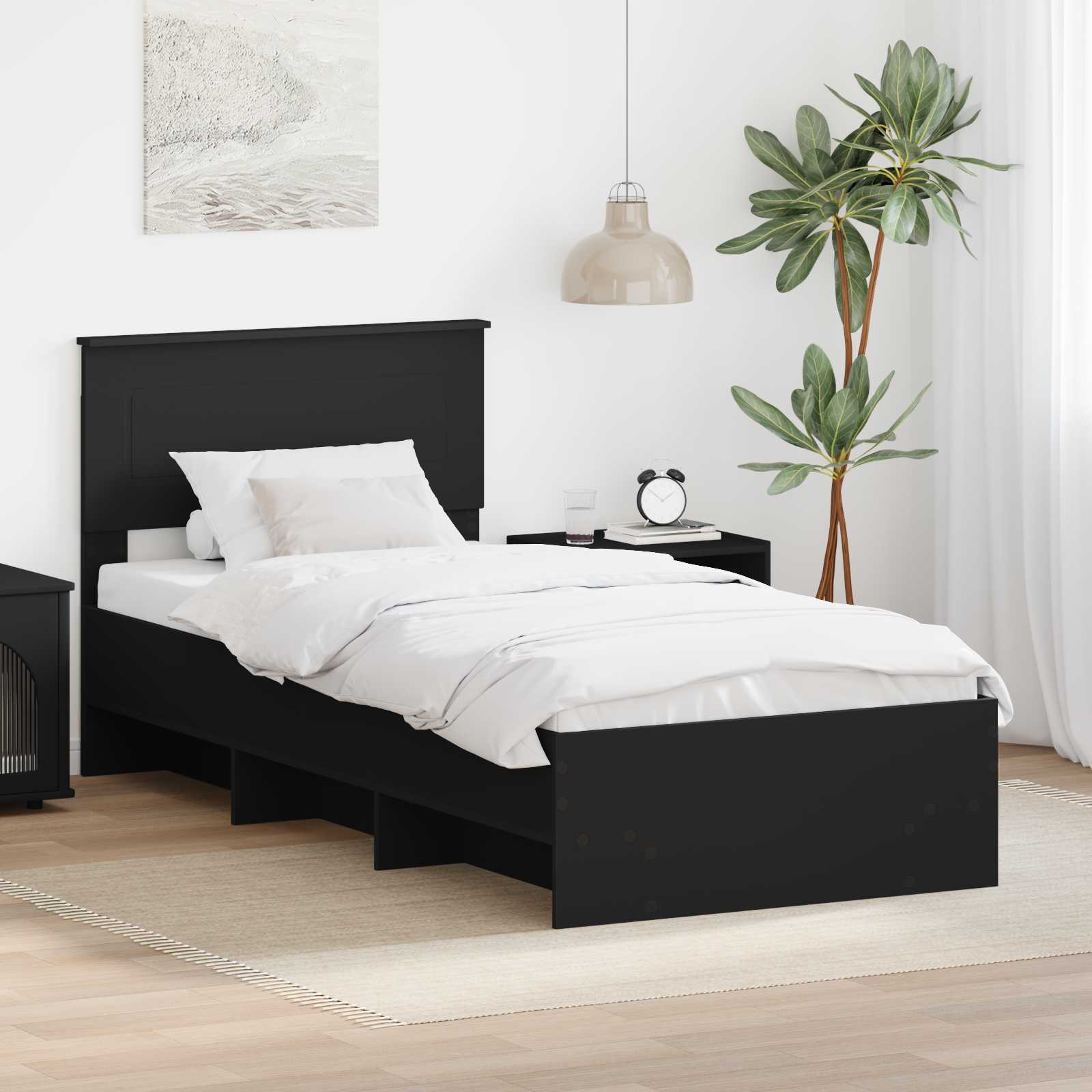 Bettrahmen mit Kopfteil Schwarz 80 x 200 cm Holzwerkstoff