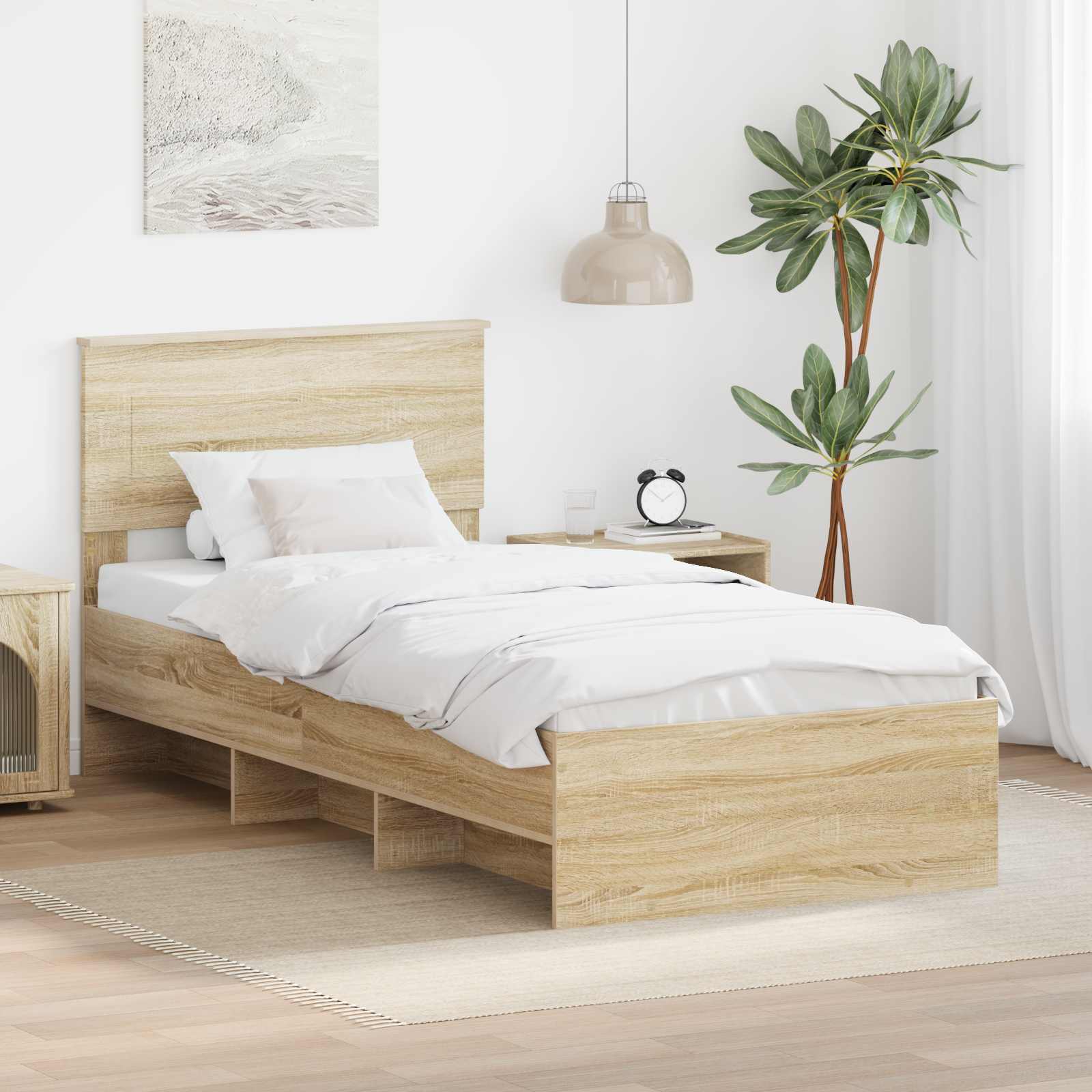 Bettrahmen mit Kopfteil Sonoma-Eiche 80 x 200 cm Holzwerkstoff