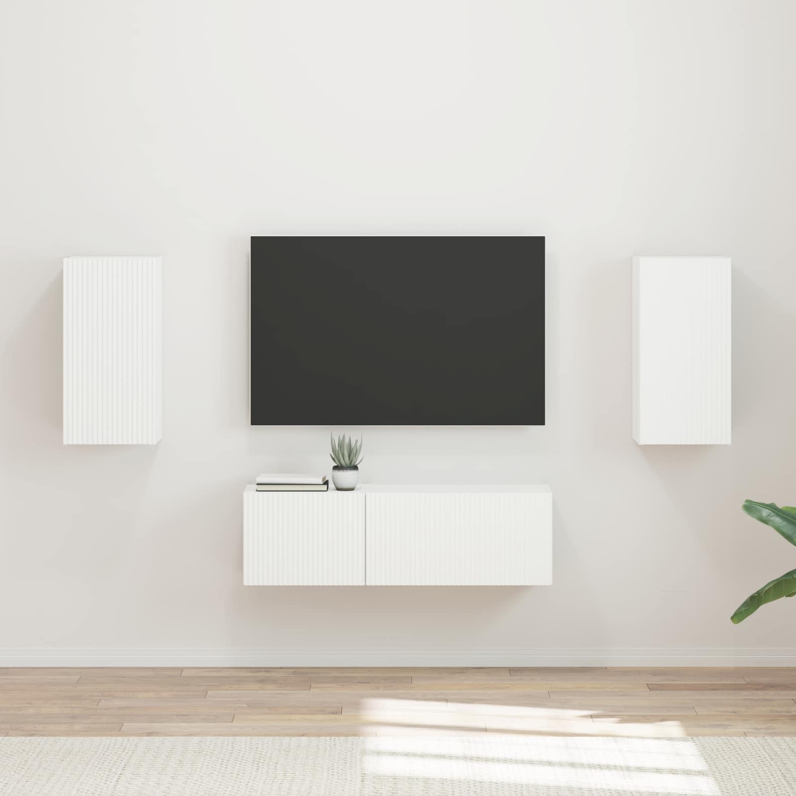 TV-Wandregal-Set 4 stk. Weiß Holzwerkstoff