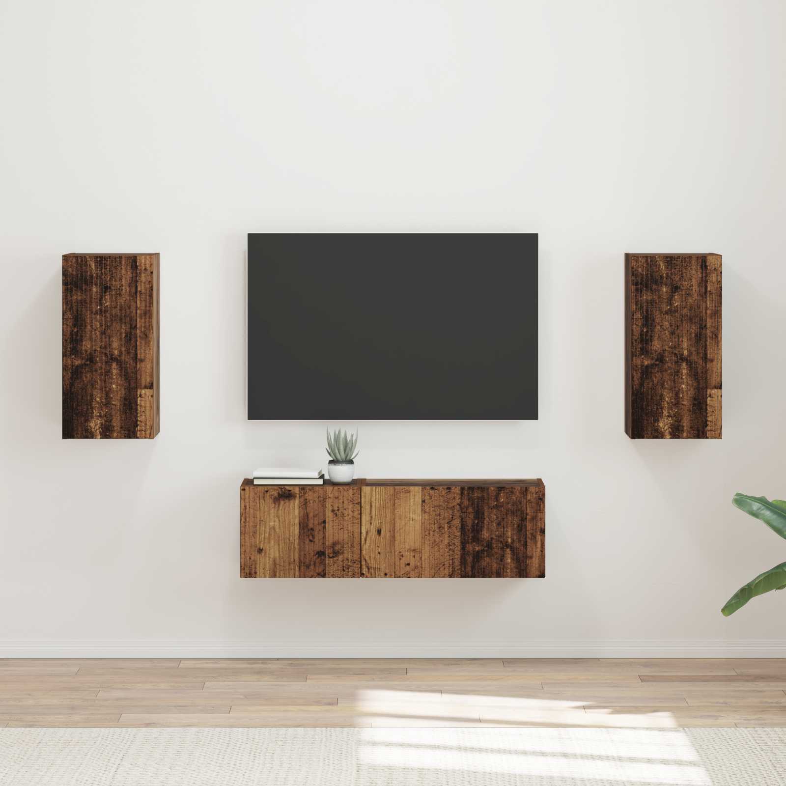 TV-Wandregal-Set 4 stk. Altholz Holzwerkstoff