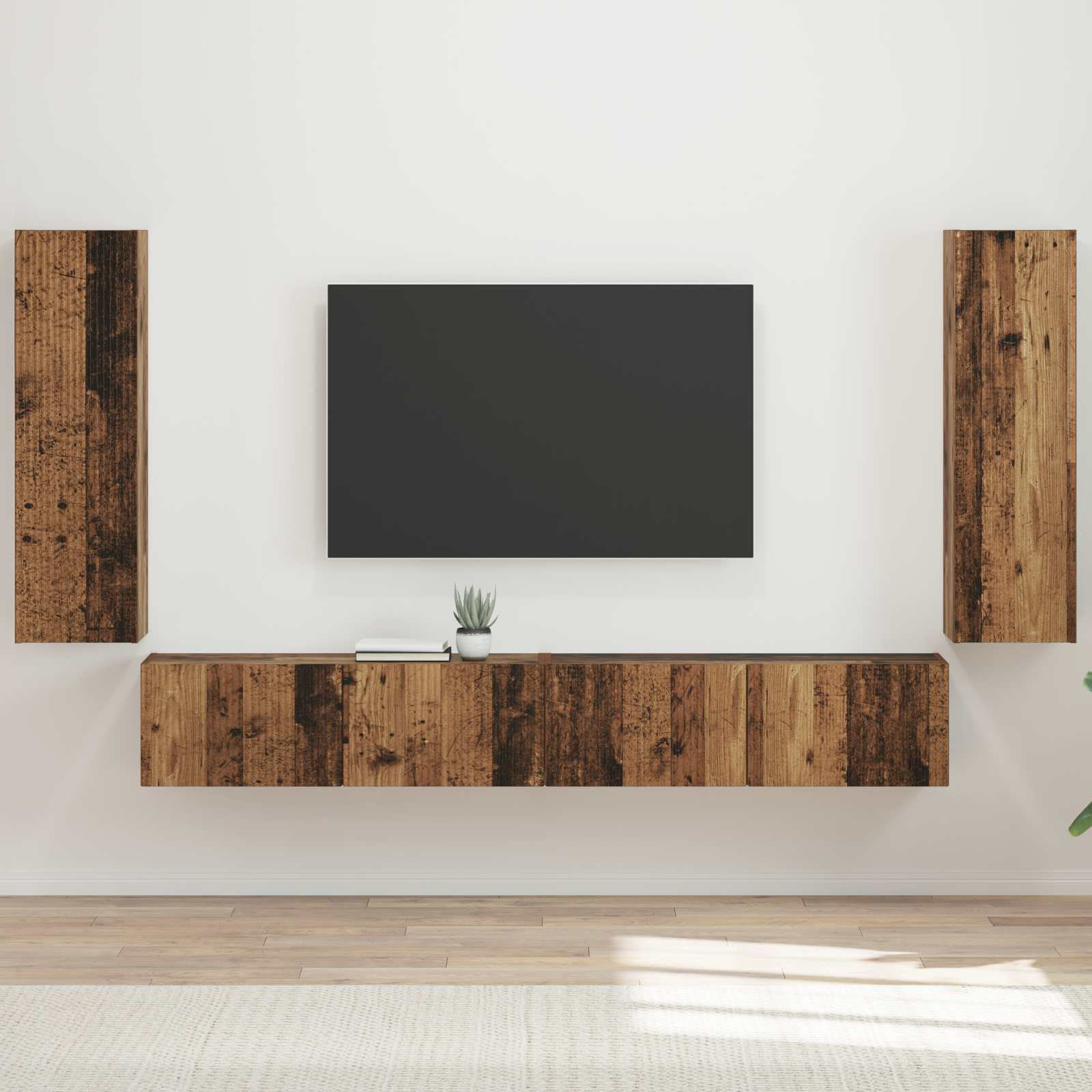 TV-Wandregal-Set 4 stk. Altholz Holzwerkstoff