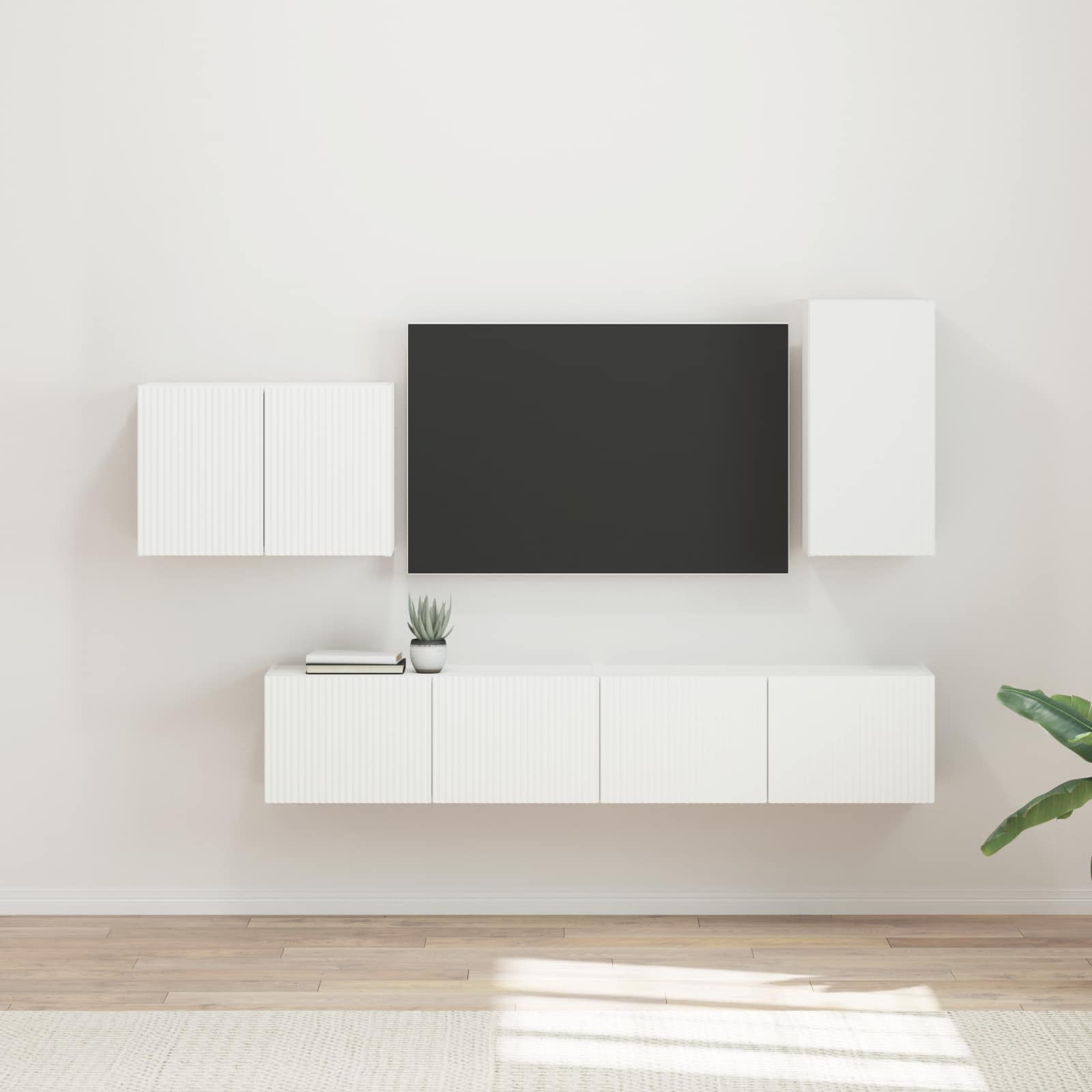 TV-Wandregal-Set 4 stk. Weiß Holzwerkstoff